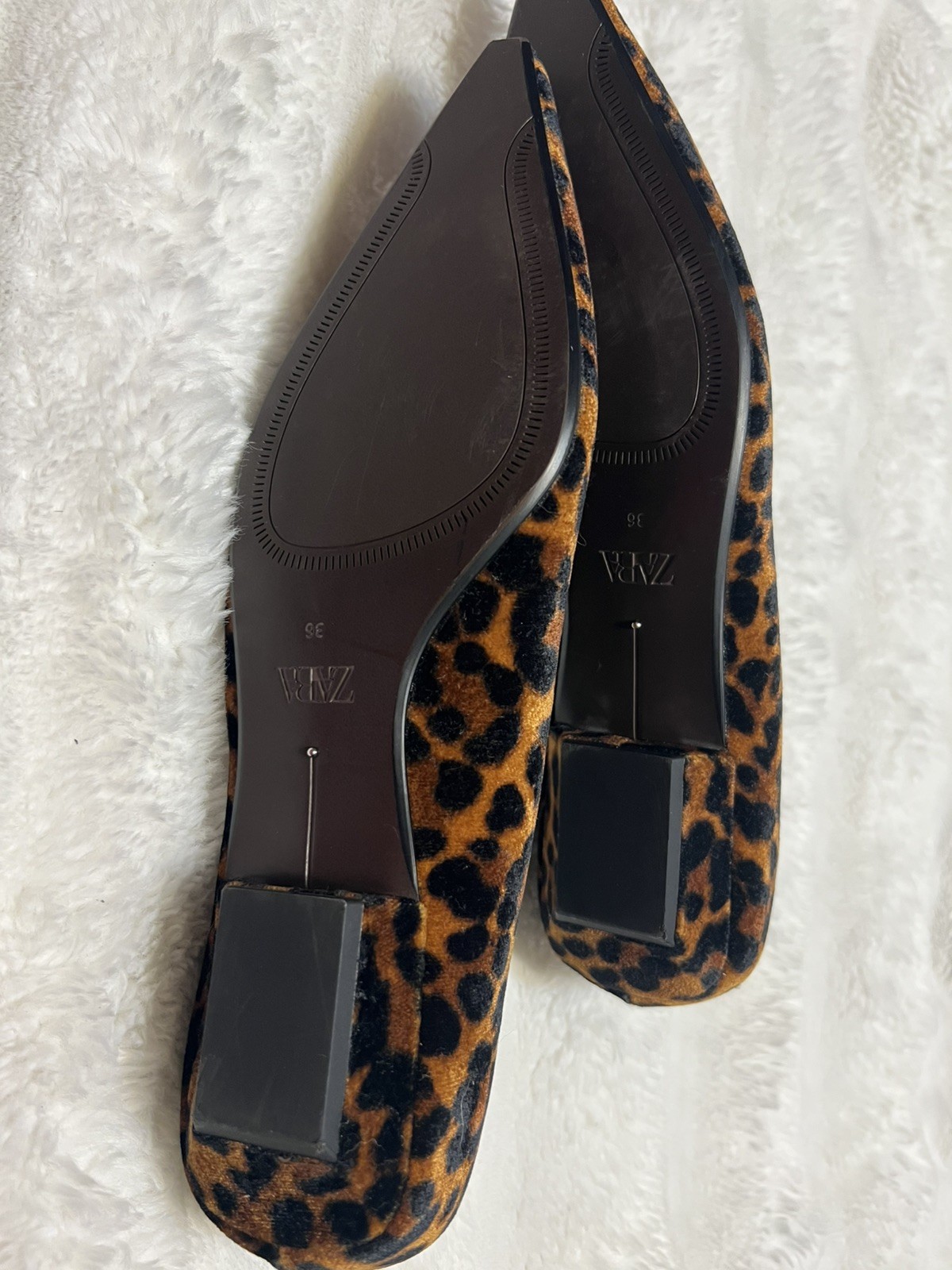 Zara Women’s Animal Leopard Print Ballet Flats Slip OnPointed Toe SZ US6 EU36