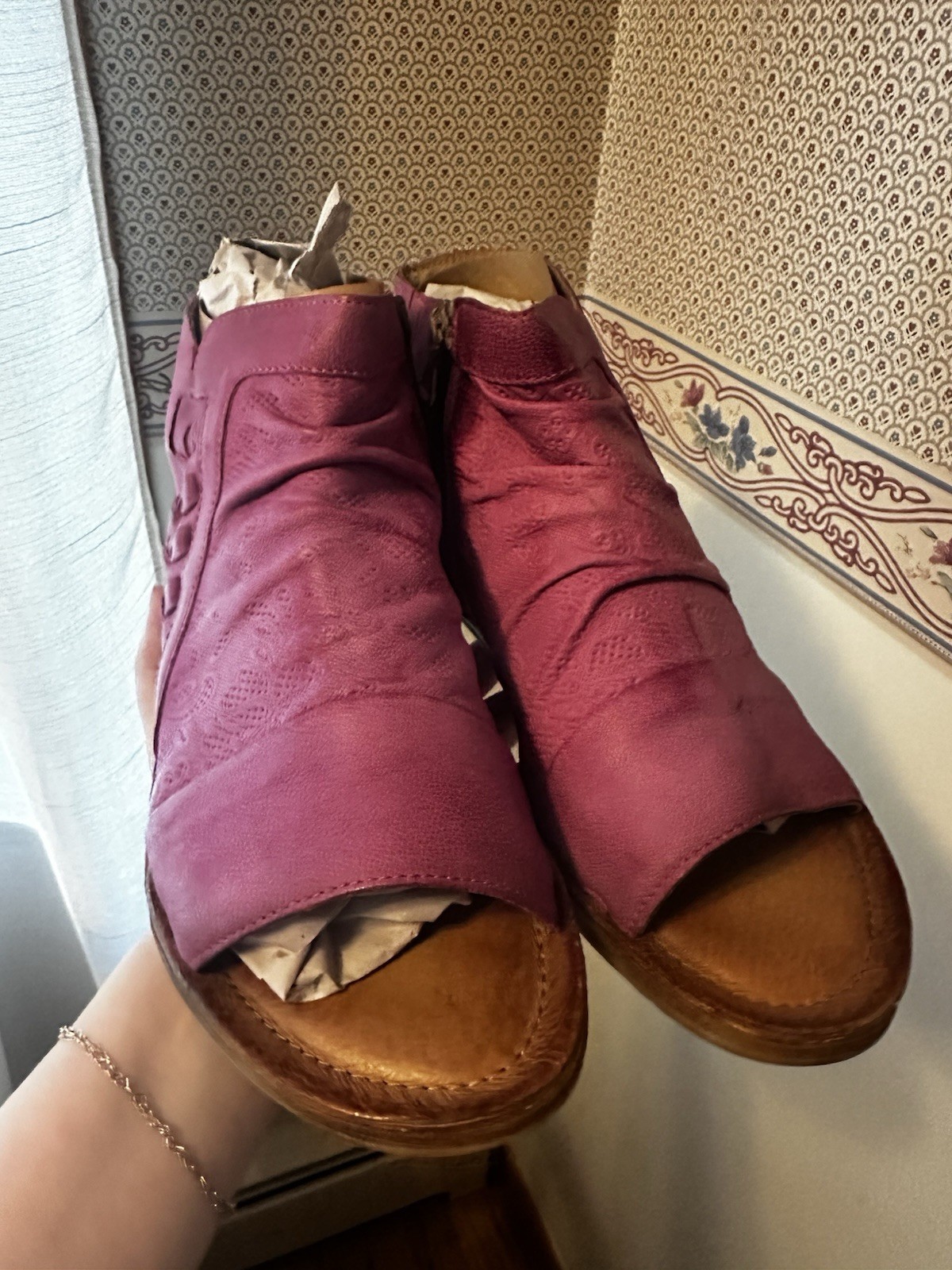 Miz Mooz Flaire Womens Purple Leather Zipper Strap Sandals Shoes 41 (9.5-10)