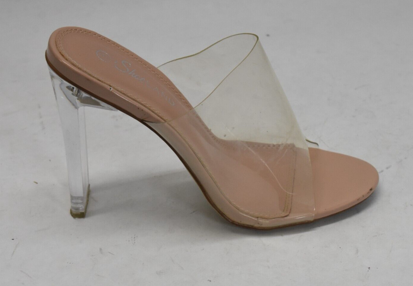 Shoeland Trulia Clear Top Sandals Open Toe 5″ Flat Heel Nude Color Womens Size 9