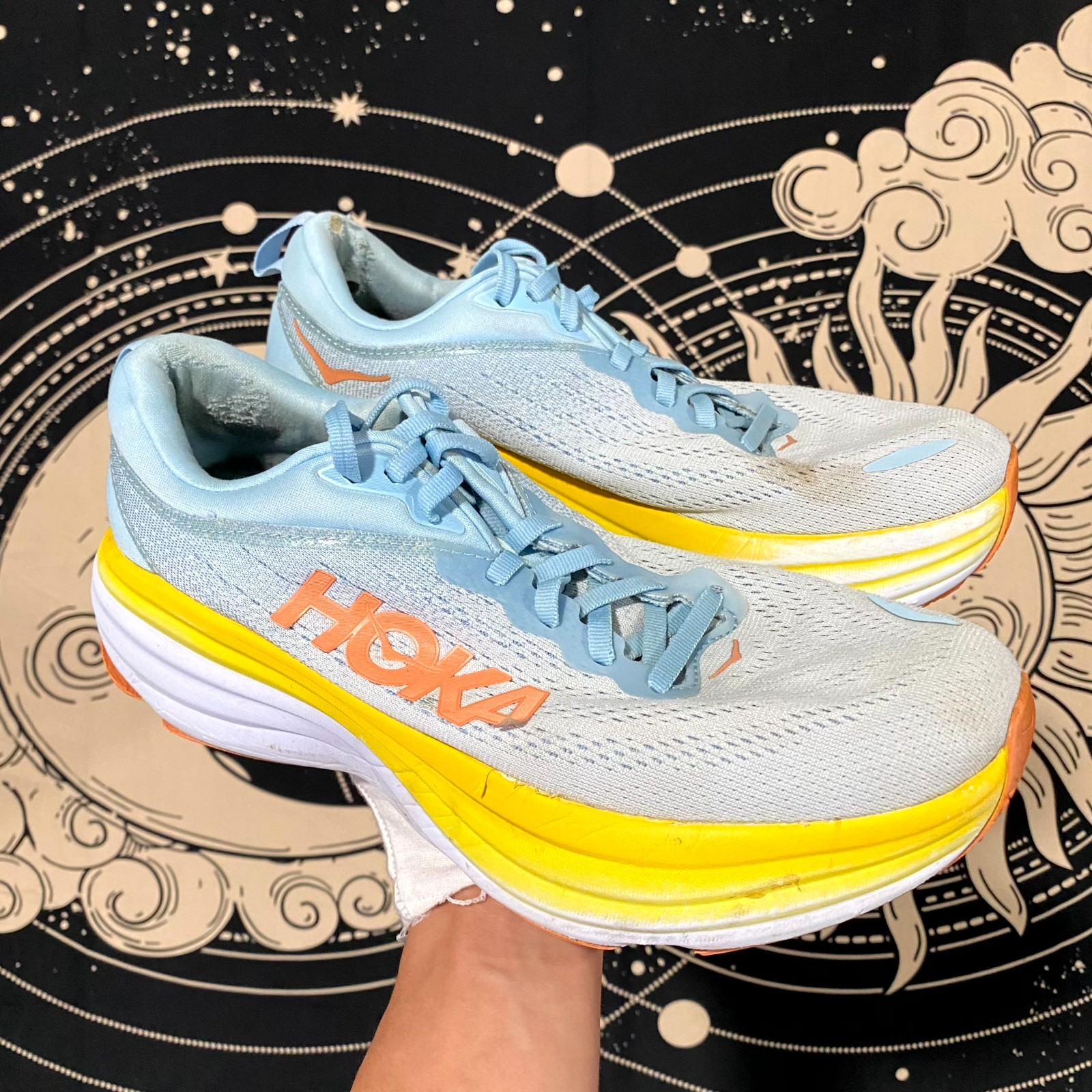 Hoka One One Bondi 8 1127952-SSCA Athletic Sneaker Women’s 9.5 Blue Mesh Sports