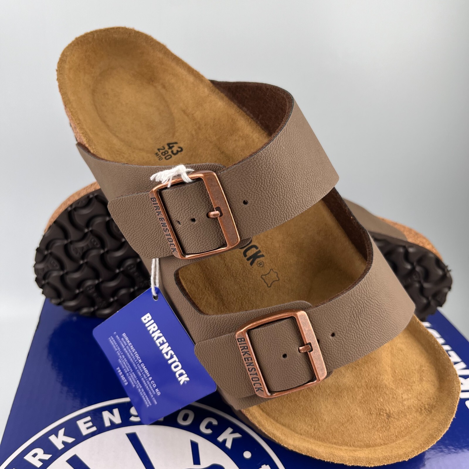 Birkenstock Arizona Birko-Flor Birkibuc Color Mocha Leather Sandals – New