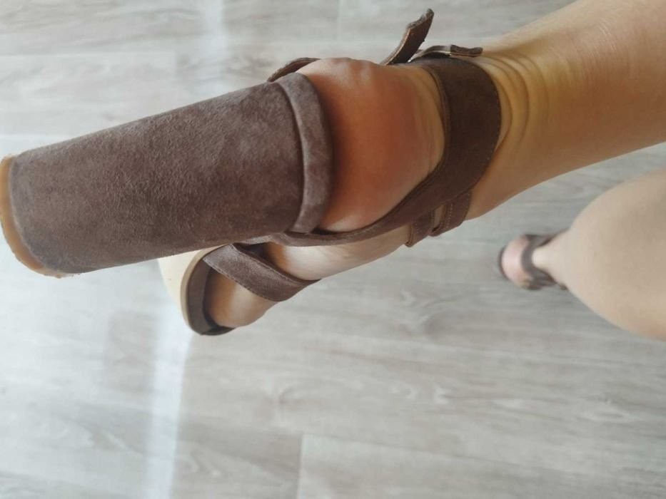 Women heels beige suede 39 #N31W