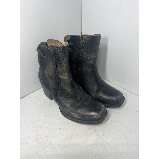 Freebird by Steven Dreamer Black Leather Distressed Ankle Boots Sz 8