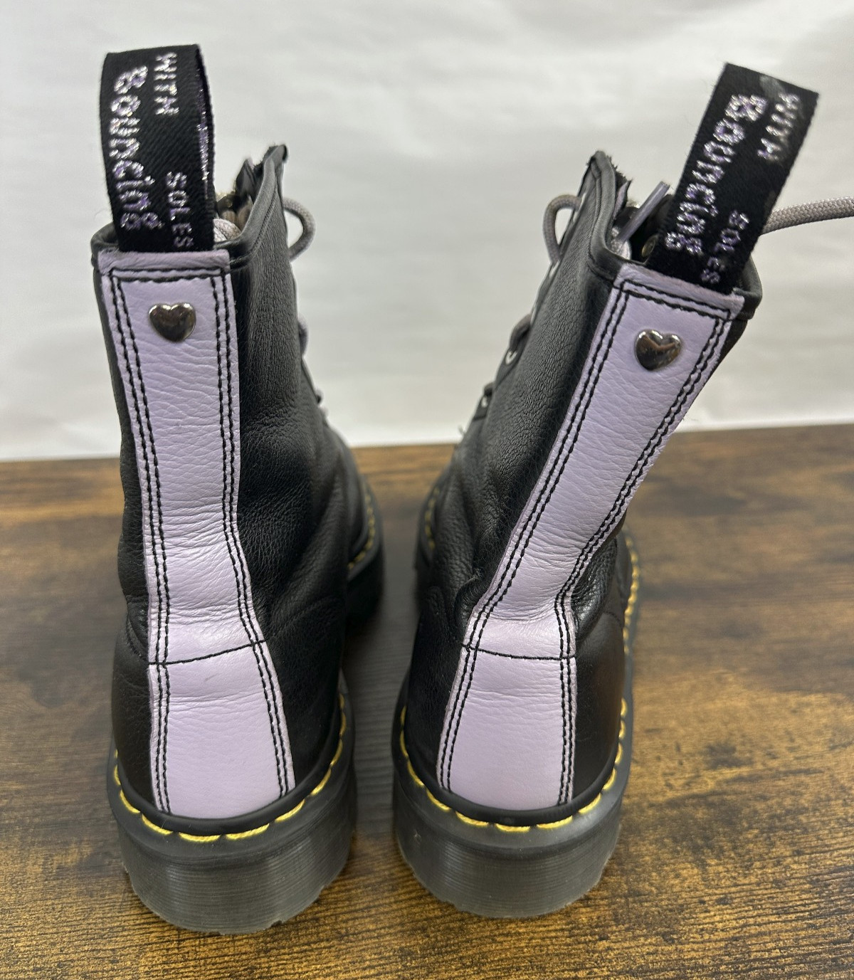 Dr Martens 1460 Zip Heart Black Purple Lace up Combat Boots Goth Punk Grunge 10