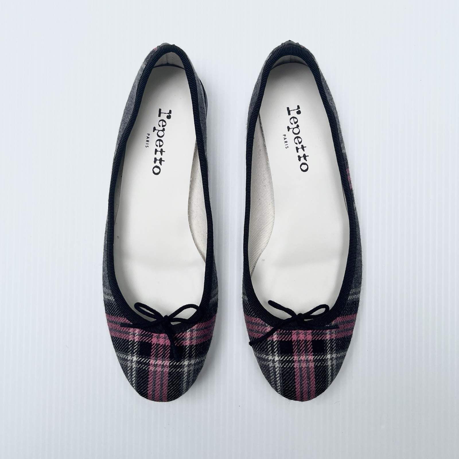 Rare Repetto Cendrillon Ballet Flats in Black & Pink Plaid – Size 36 EU/5 US