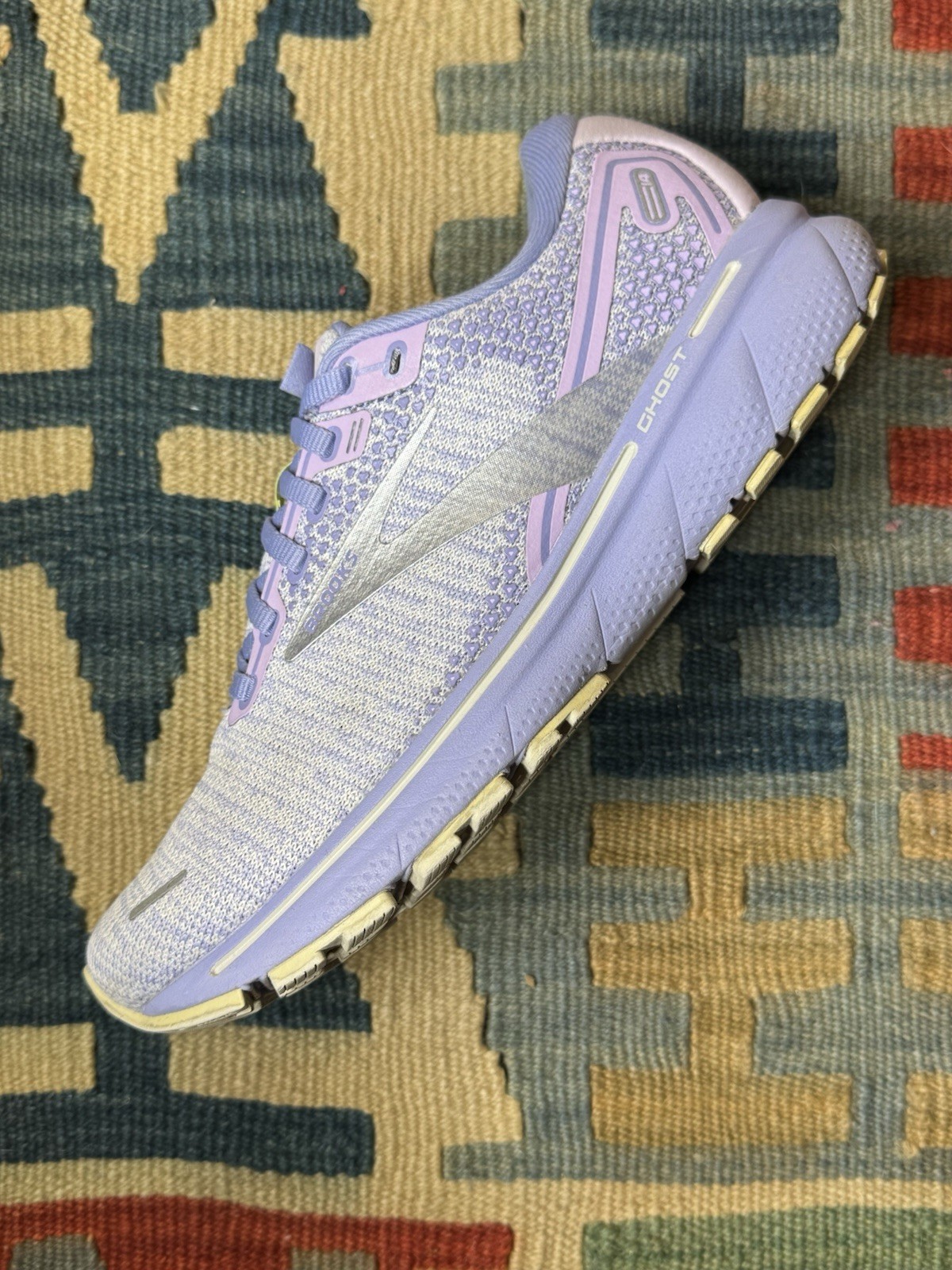 BROOKS Ghost 14 ‘Lilac Purple Lime’ Women’s Size 7 B *NO INSOLES* 1203561B566