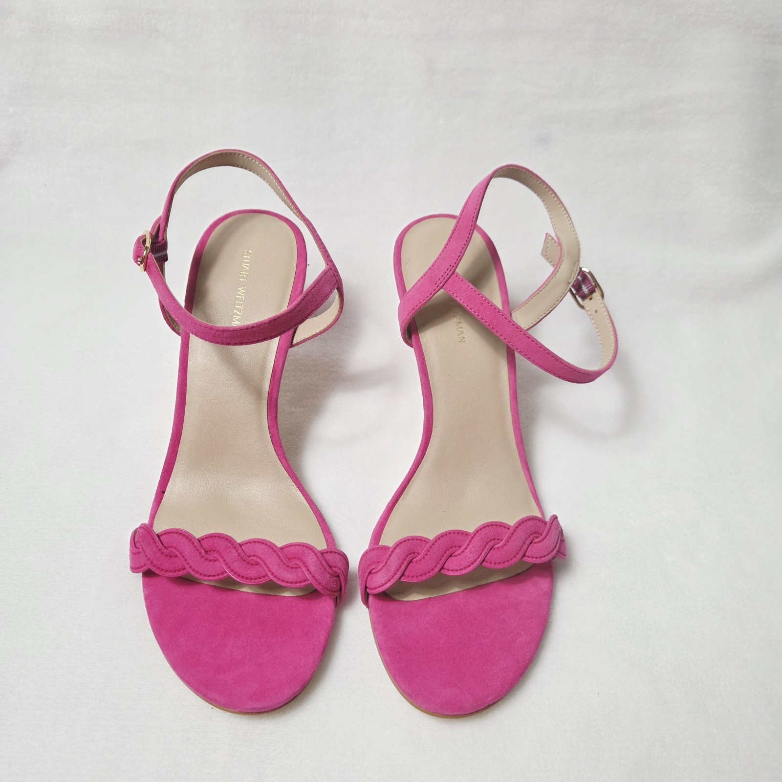 Stuart Weitzman Dancer Twistie 100 Pink Suede Sandal Size 9,5