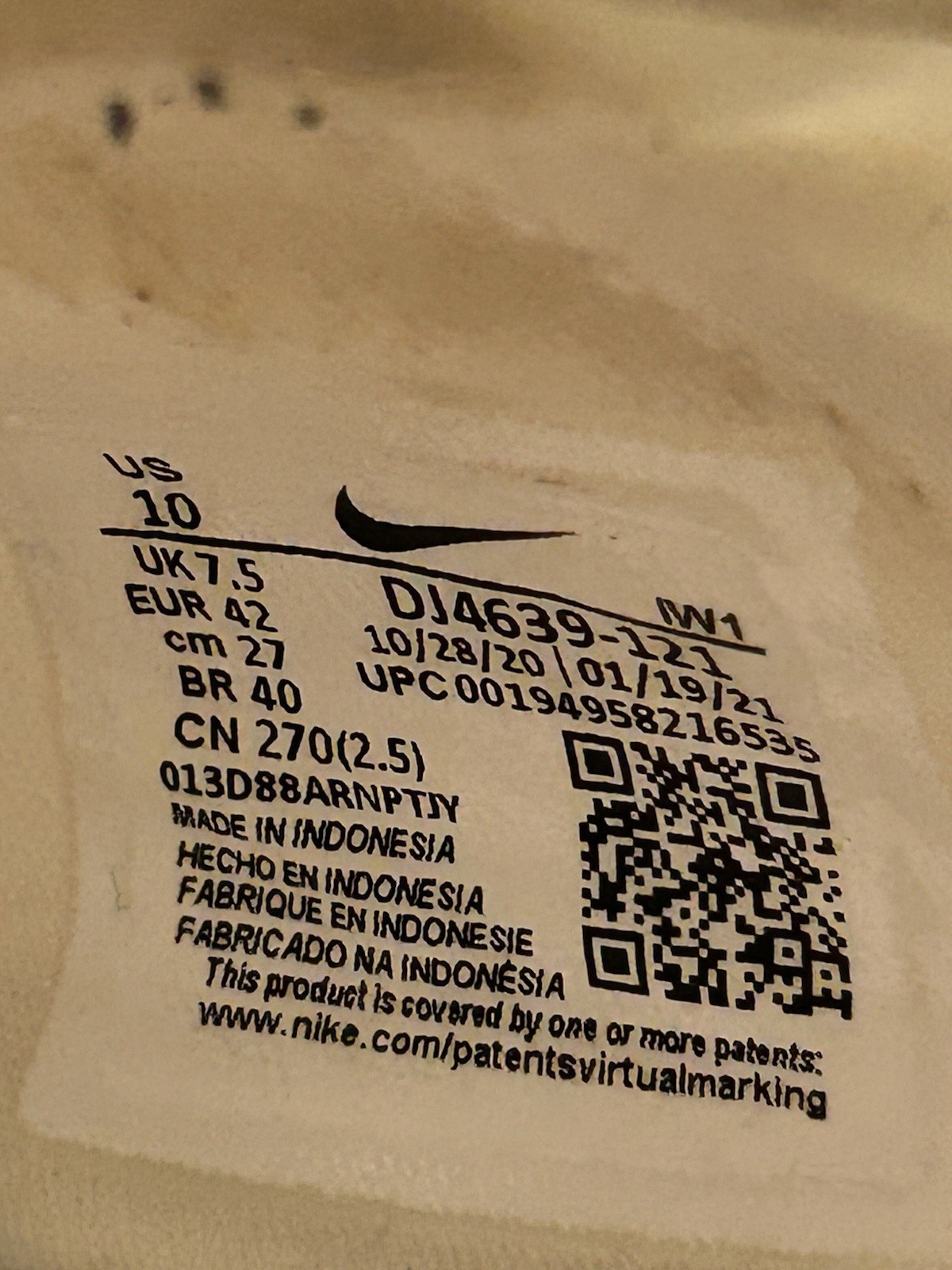 Men’s US10 27cm Nike Air Rift DJ4639-121 Beige Cream Split Toe Shoes rare