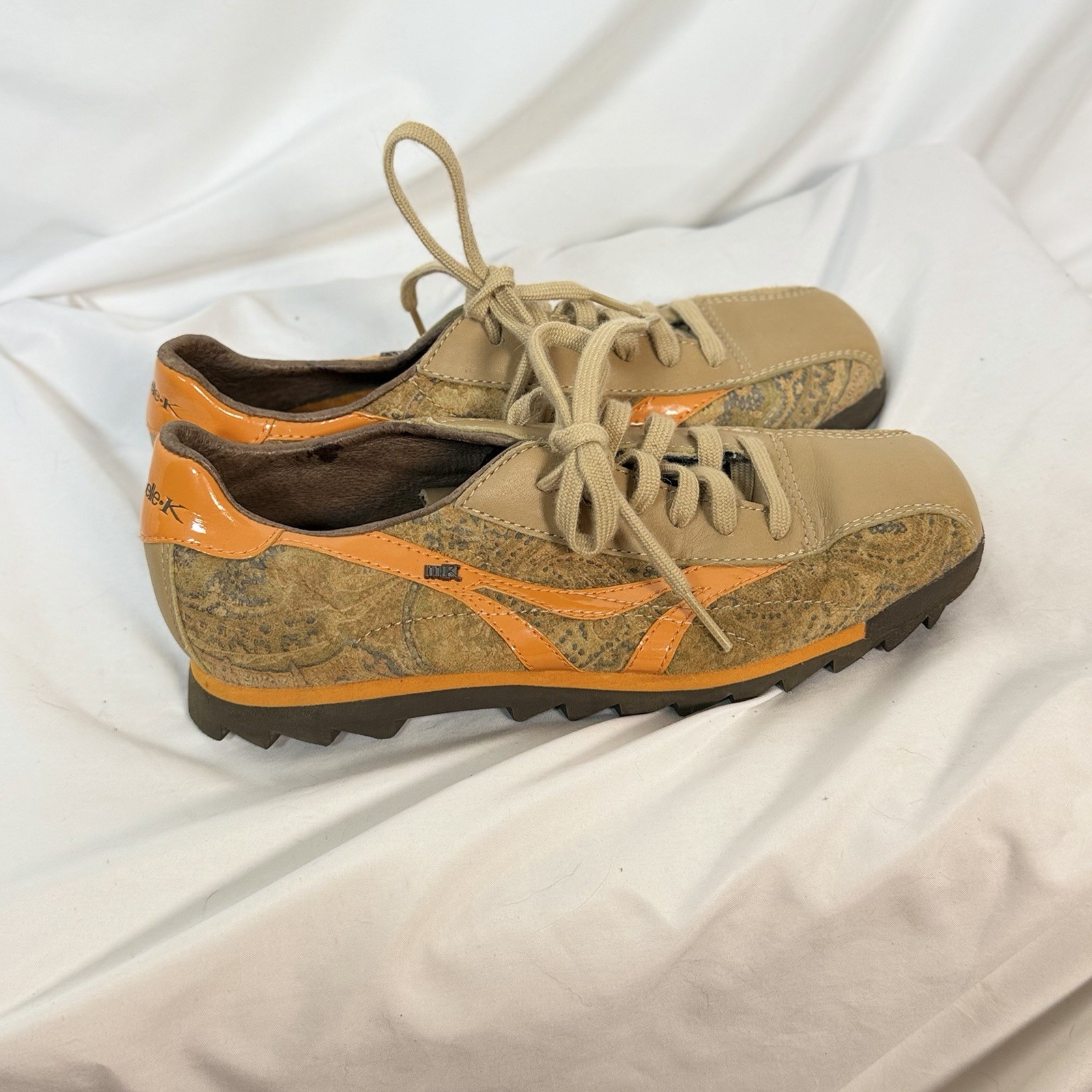 Michelle-K Shoes Womens 5.5 Casual Sneakers Cork Leather Lace Up Comfort