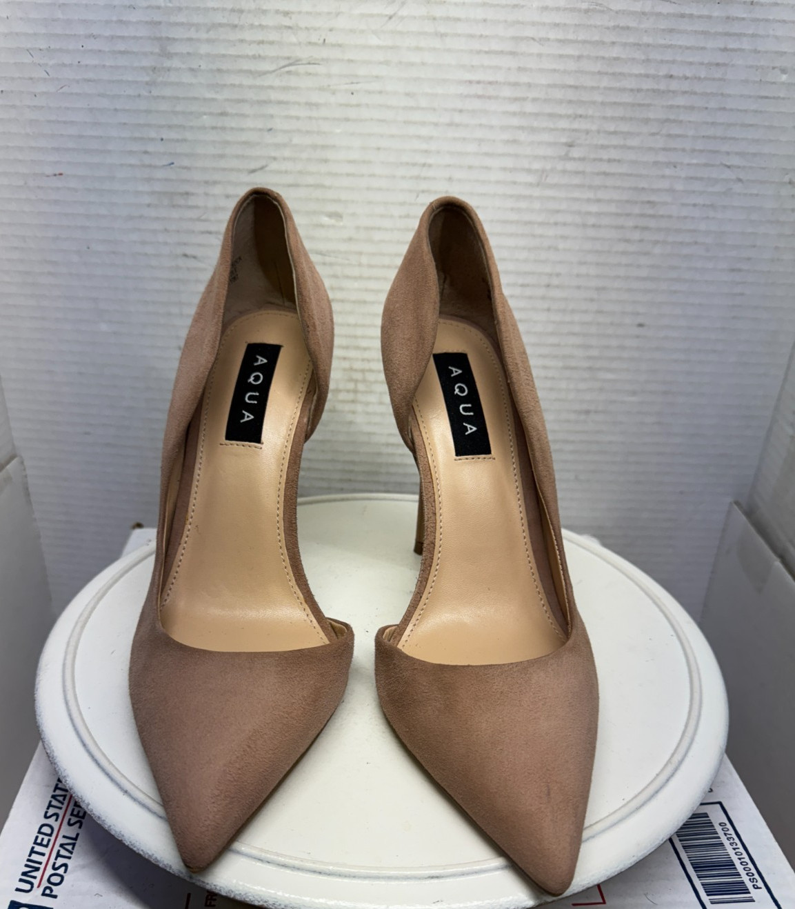 Aqua Dion Half d’Orsay Heel 4.25 Pump Suede Blush Pointed toe 1067 Women 9M 40
