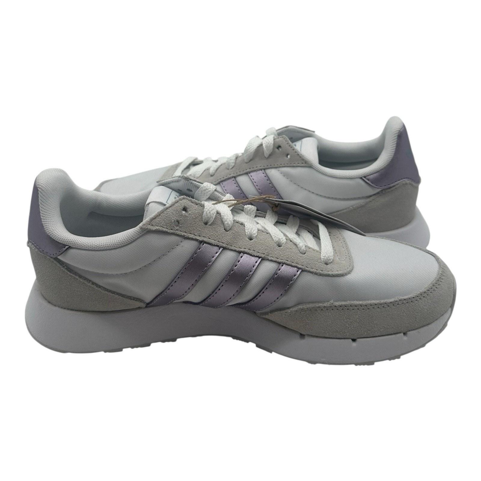 Adidas Run 60s 2.0 Running Shoes Womens Sz 9 White/Metallic Purple Sneakers