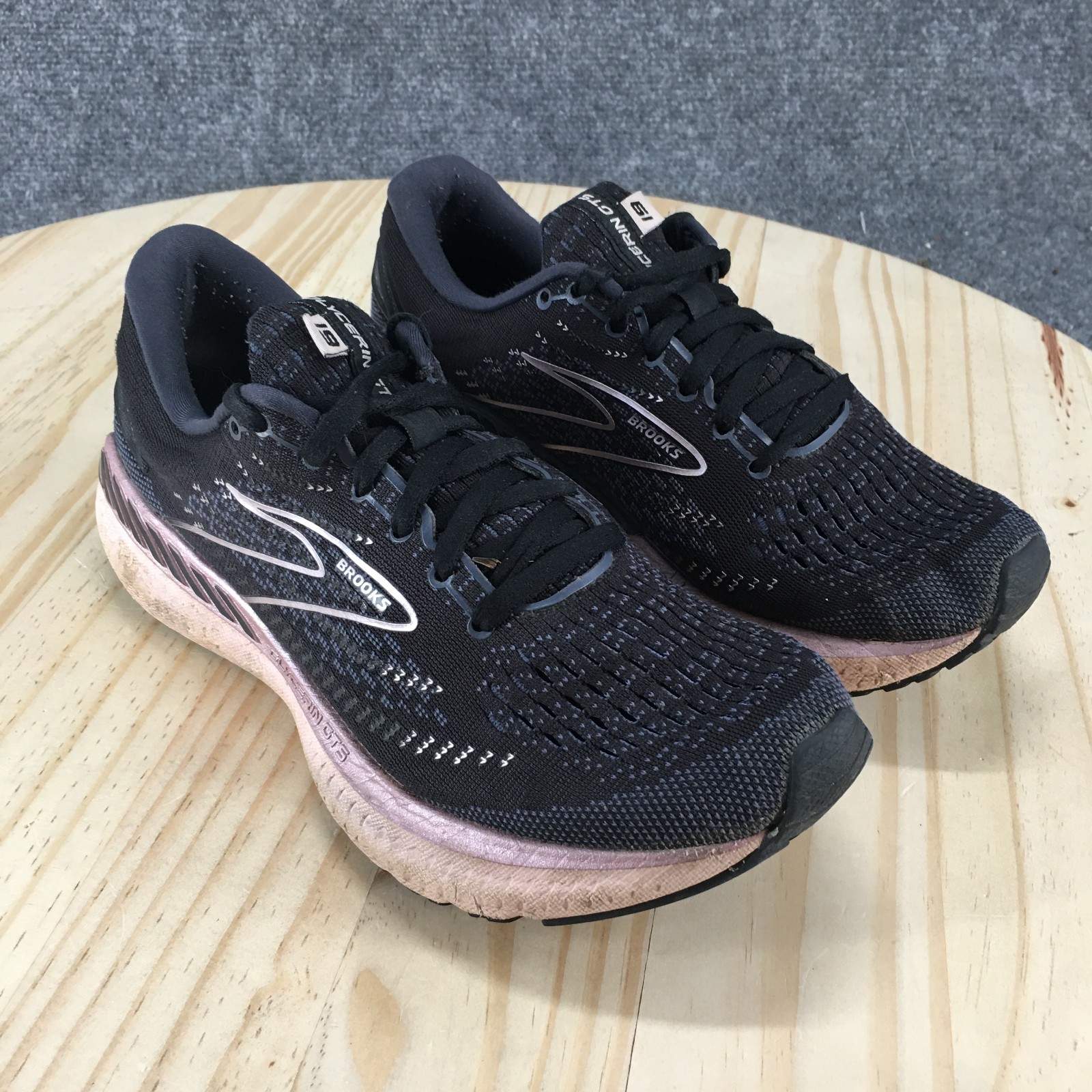 Brooks Shoes Womens 7 Glycerin GTS 19 Running Sneakers 1203441B074 Black Pink