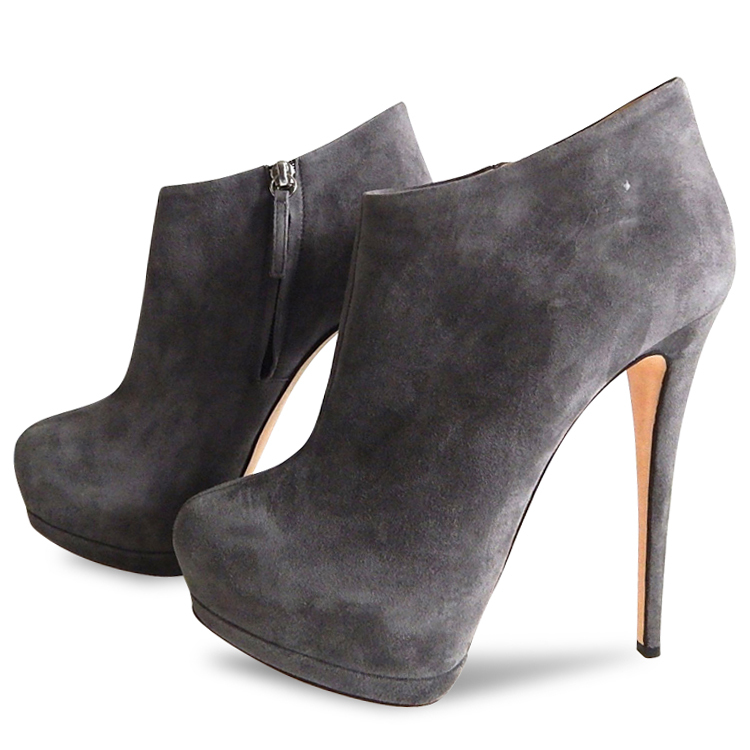 NEW $866 GIUSEPPE ZANOTTI Suede Eva Ankle Platform Booties – Grey – Size 41
