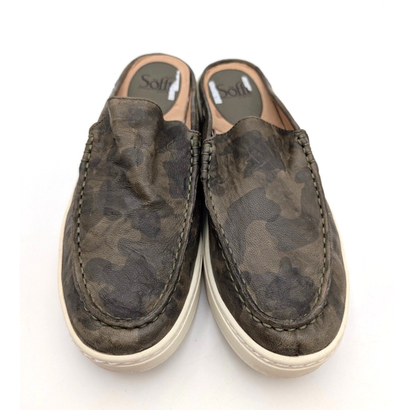 SOFFT Somers III Slide Camo Slip-On Leather Sneaker Mule Women’s Olive Size US9M