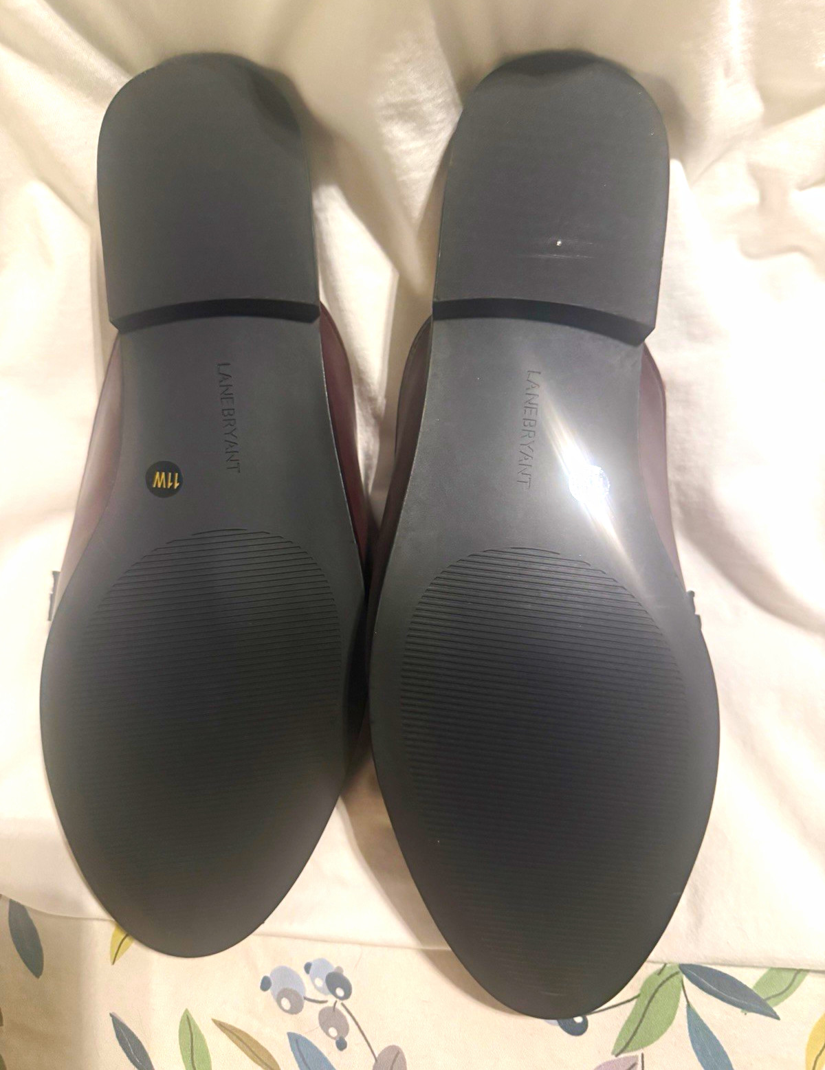 Lane Bryant Women’s Burgundy Leather Chain Accent Comfort Mule Sandals US 11