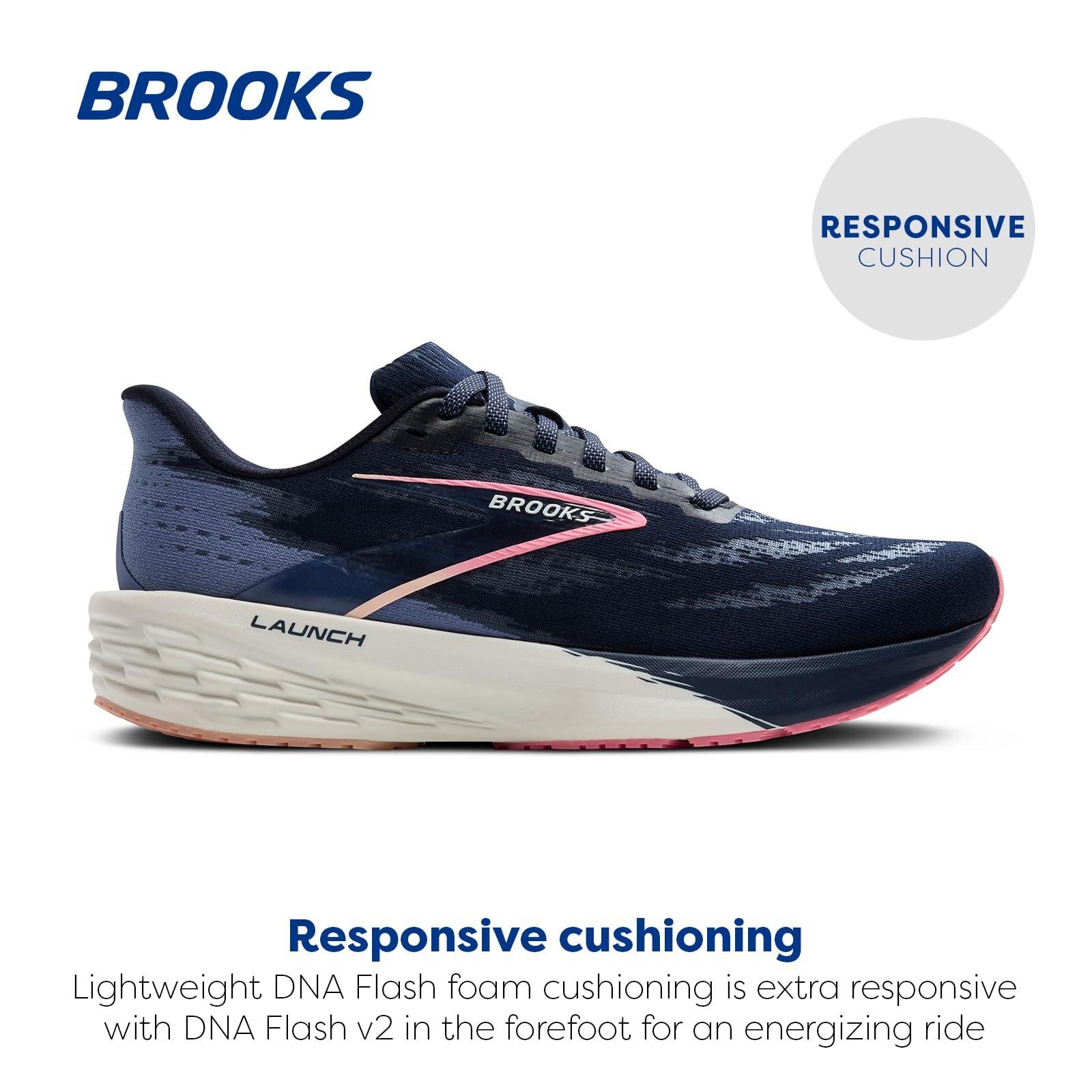 Brooks Womens’ Launch11 Road Running Shoes – Peacoat/Blue/Peach