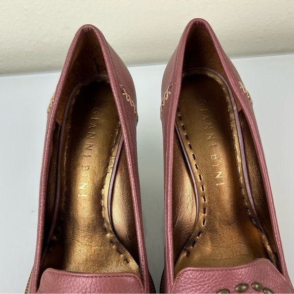 Gianni Bini Mauve Studded Heels Bohemian Stitching Size 7.5 Business Formal