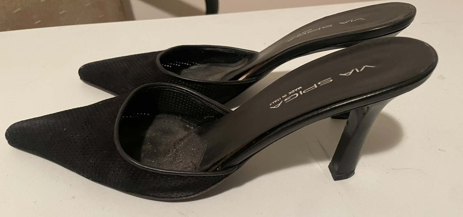 VIA SPIGA Black Suede Heels Womens Size 40 / 10