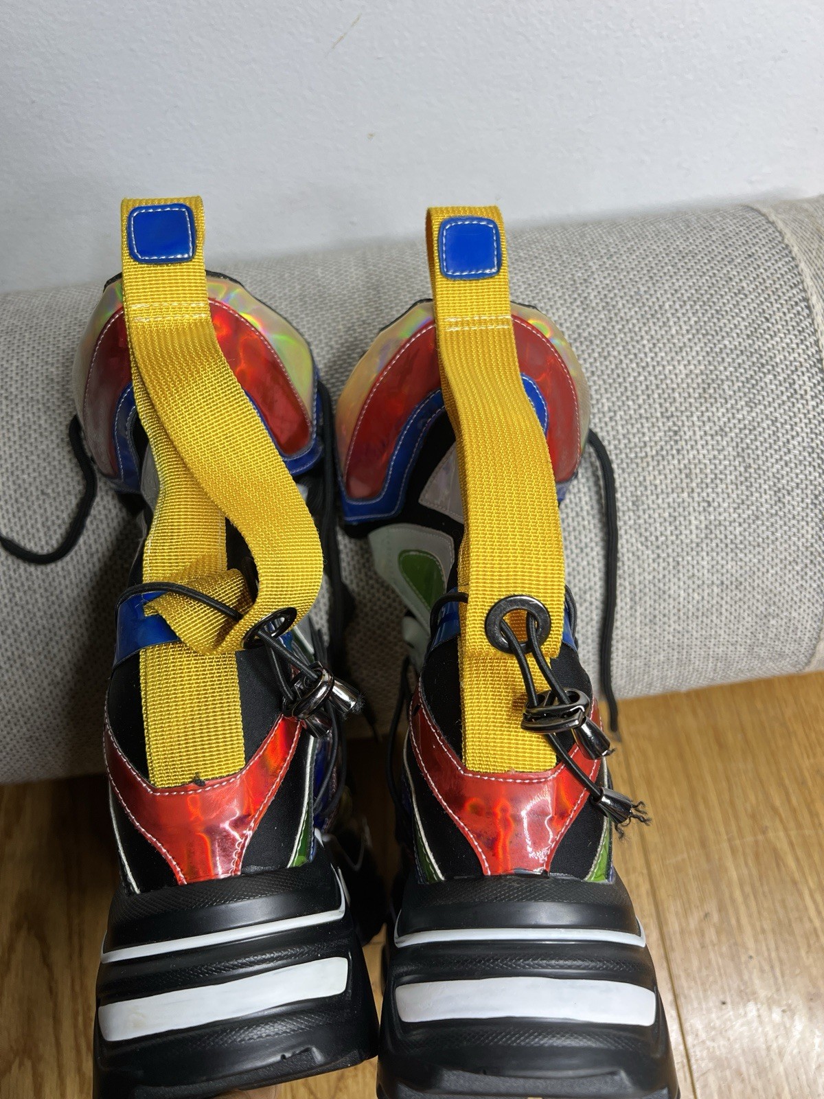 Multicolor Colorblock Mid-Calf Lace-Up Combat Boots Pull Tab Women’s Size 7