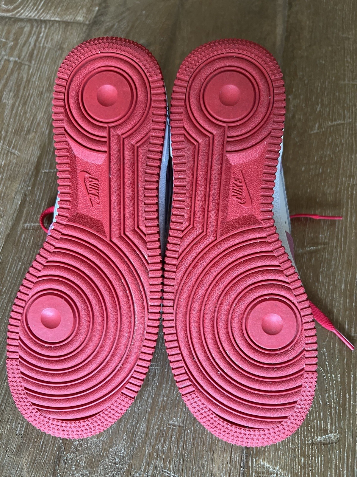Custom Nike ladies Air Force 1 Sneakers in White, Pink & Red Sz 8