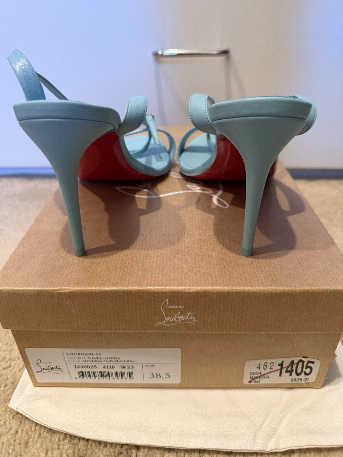 Christian Louboutin Women’s Blue Strappy Leather Ankle Strap Heels 8.5 New Box