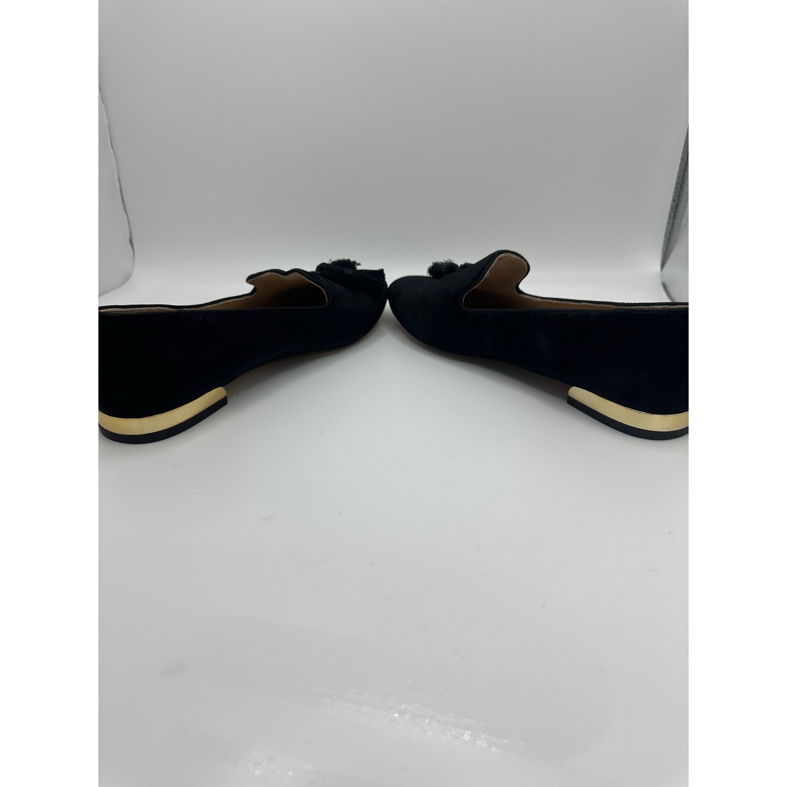 TALBOTS “Ryan” Black Velvet Gold Accent Heel Tassel Loafer Size 6 N