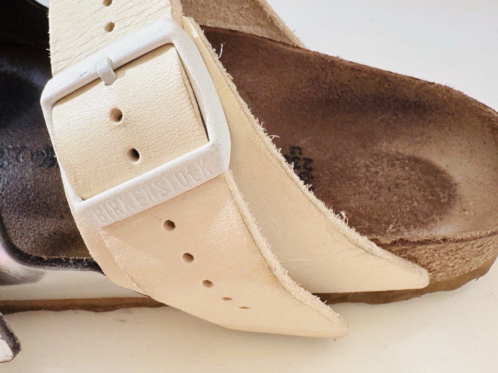 RICK OWENS + BIRKENSTOCK ARIZONA SANDALS LEATHER BEIGE SILVER WOMEN SZ 36 /US 5