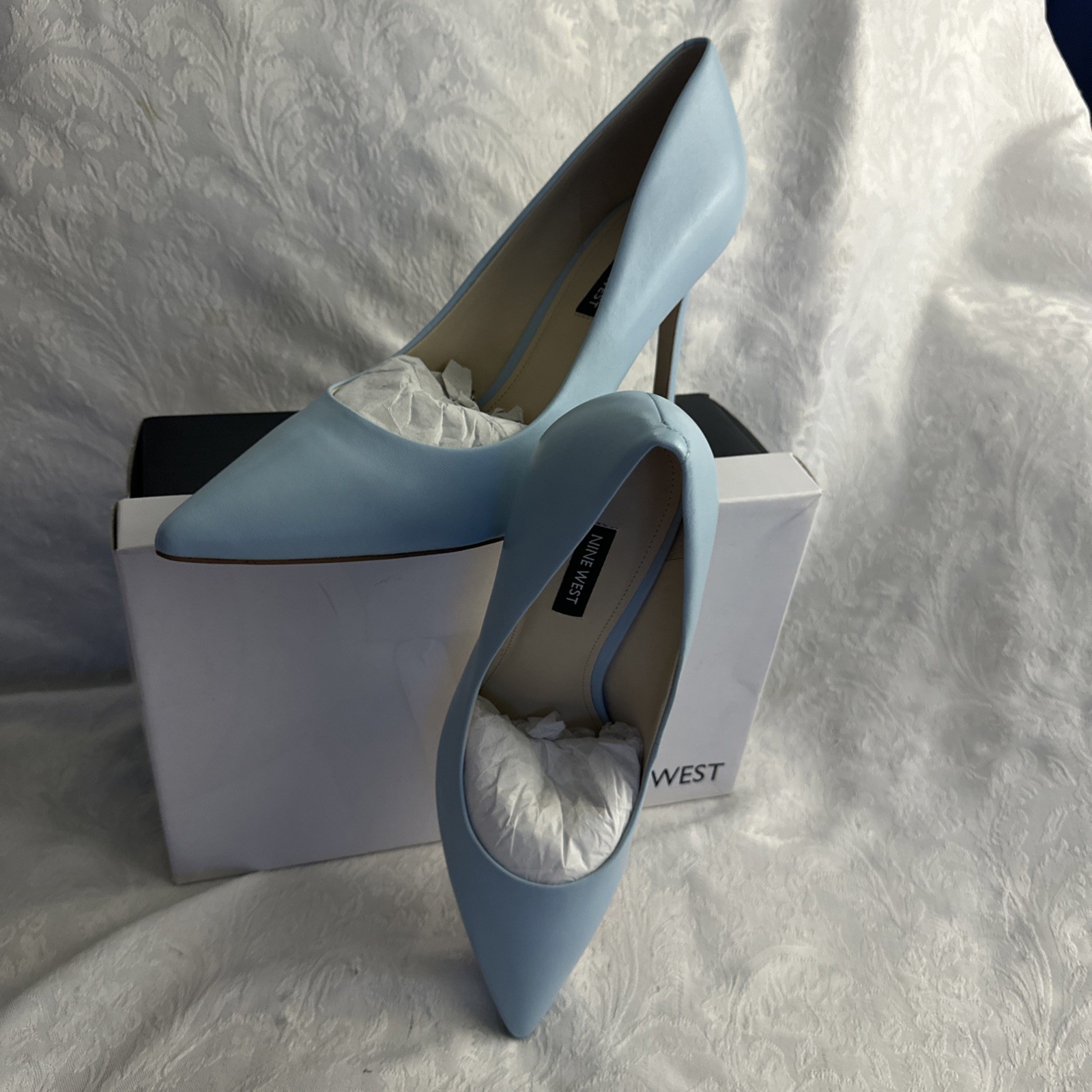 NINE WEST EZRA POINTED TOE PUMPS MEDIUM BLUE 420 SZ 12 MED BNIB