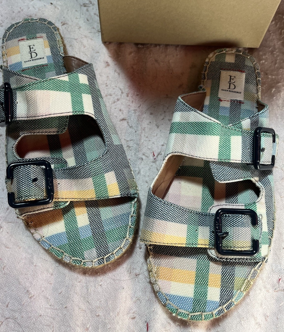 Ellen Degeneres Ed-Sadie Madras Sandals 7.5M
