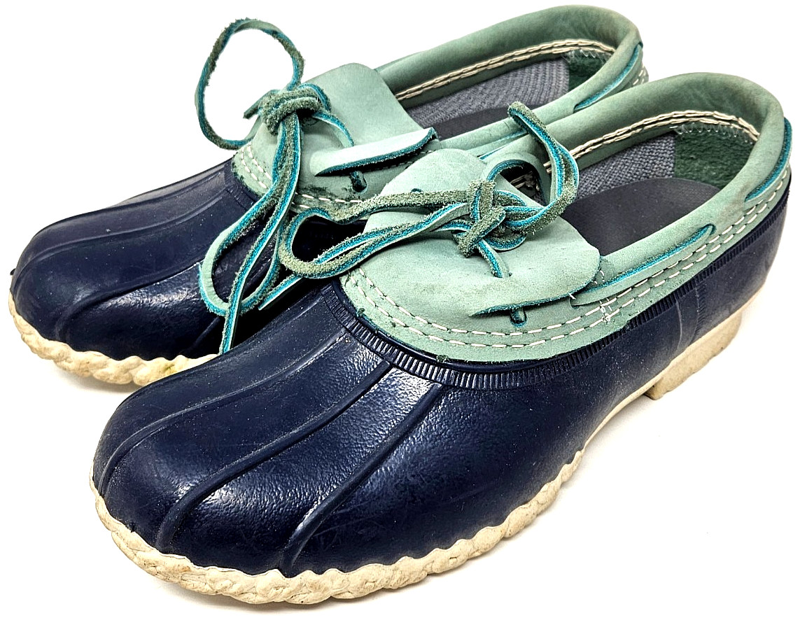 Womens Blue Bean Boots Made in Maine by L.L. Bean Size 9M Rubber Uppers & Soles