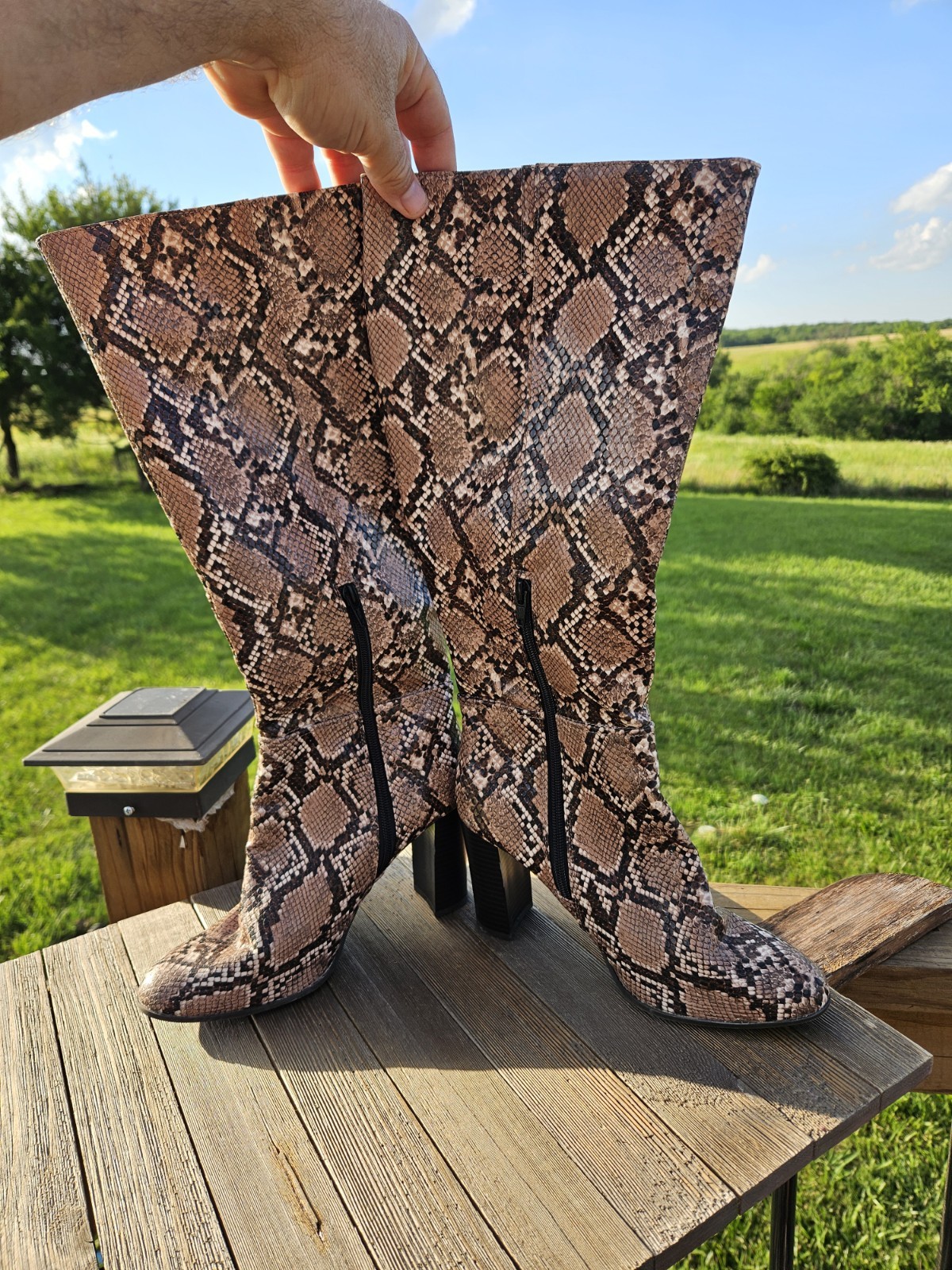 Target brown and beige snake print knee high boots in a US 8 #kneehighboots