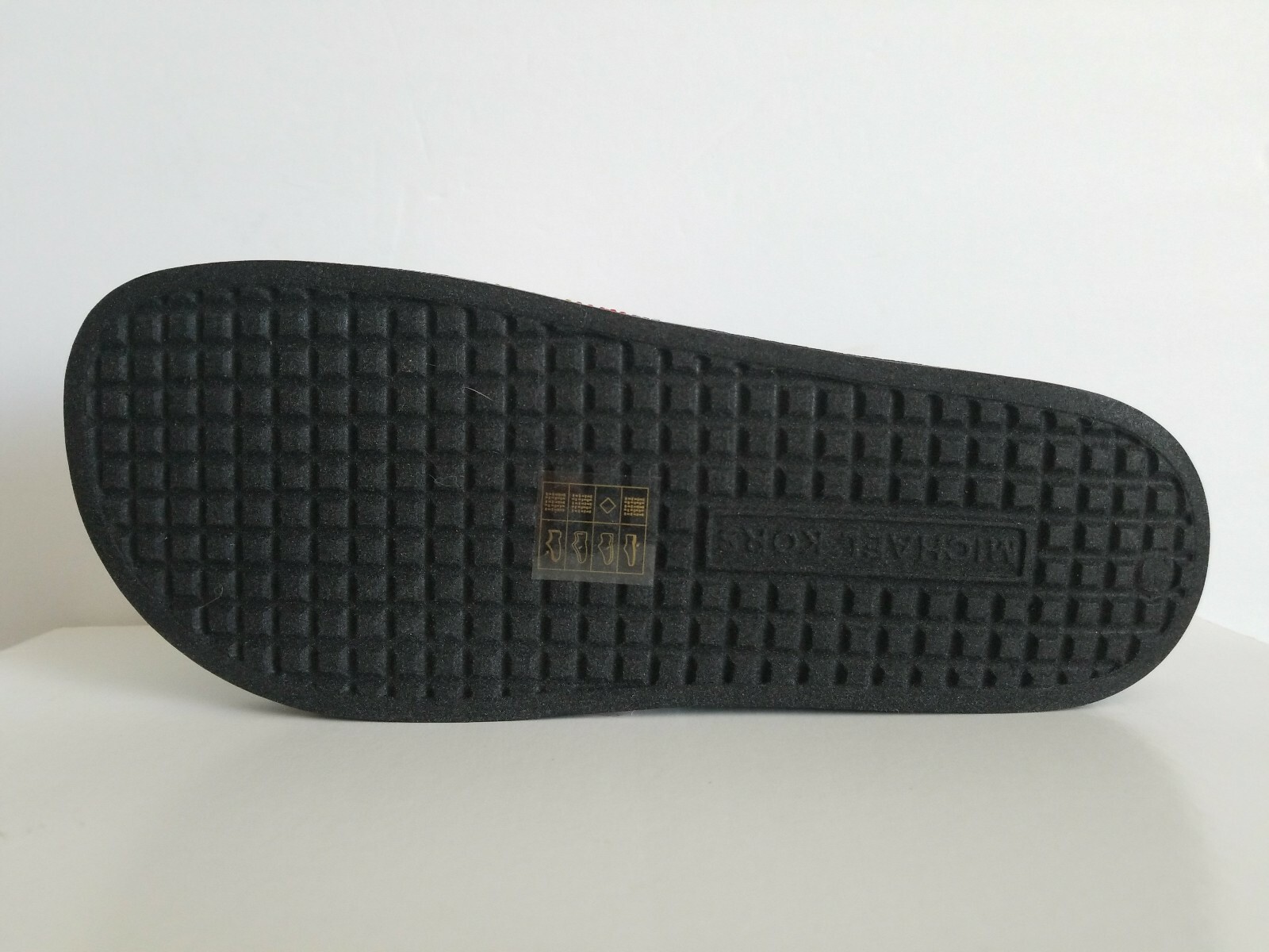 MICHAEL KORS GILMORE WHITE RAINBOW CRYSTAL MK LOGO POOL SLIDES 9 10 11 LOVE SHOE