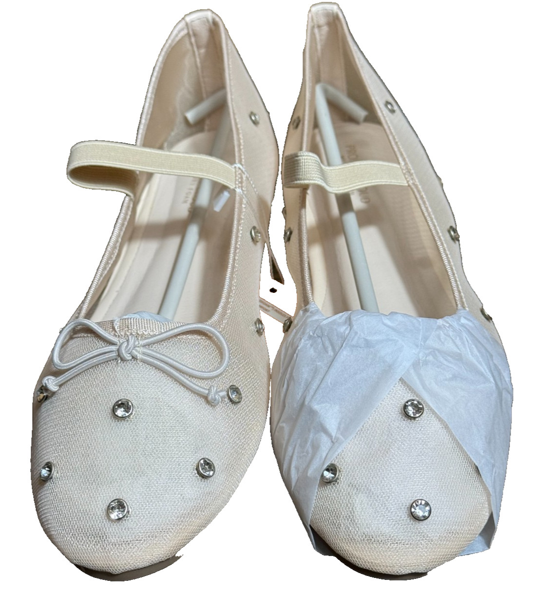 Project Cloud Amity Women’s Ballet Flat Crystal Size 10 Nude Memory Foam