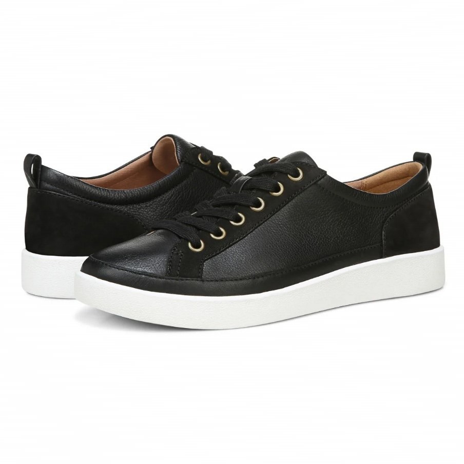 VIONIC Women Winny Sneaker, Onyx Leather (NEW)
