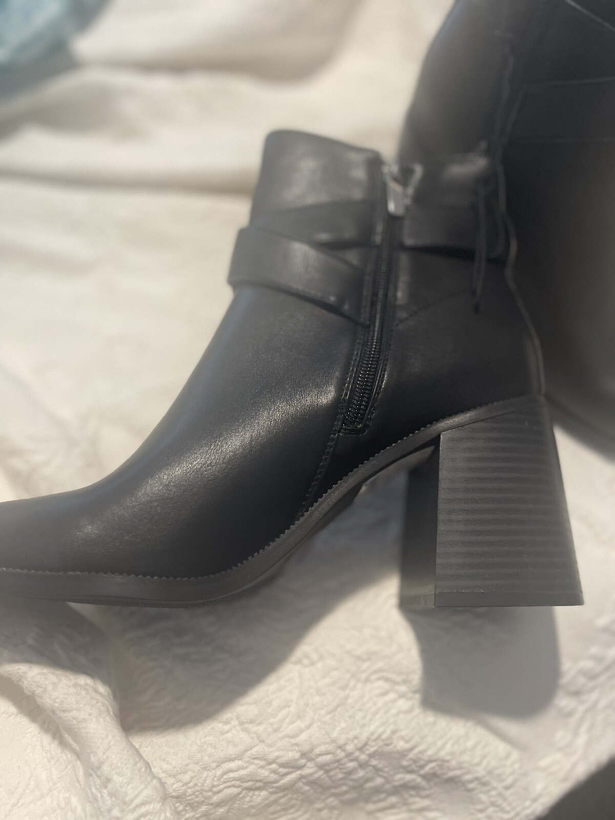 NWT Size 8.5 Black Faux Leather Ankle Boots. No Box. Grunge. Punk Goth