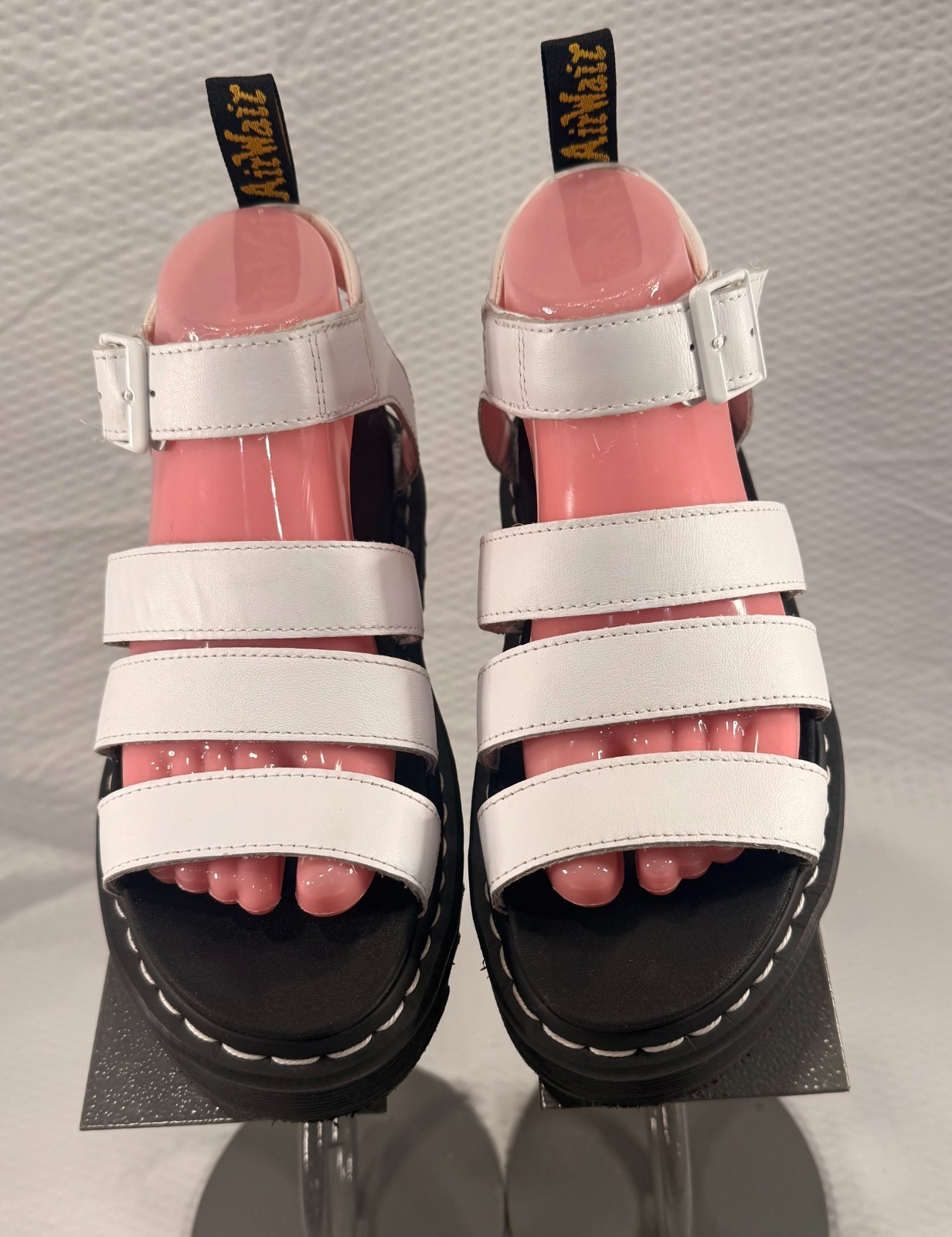 Womens Dr Martens Blaire Sandals Size 7 White Strap Black Sole Doc Martens