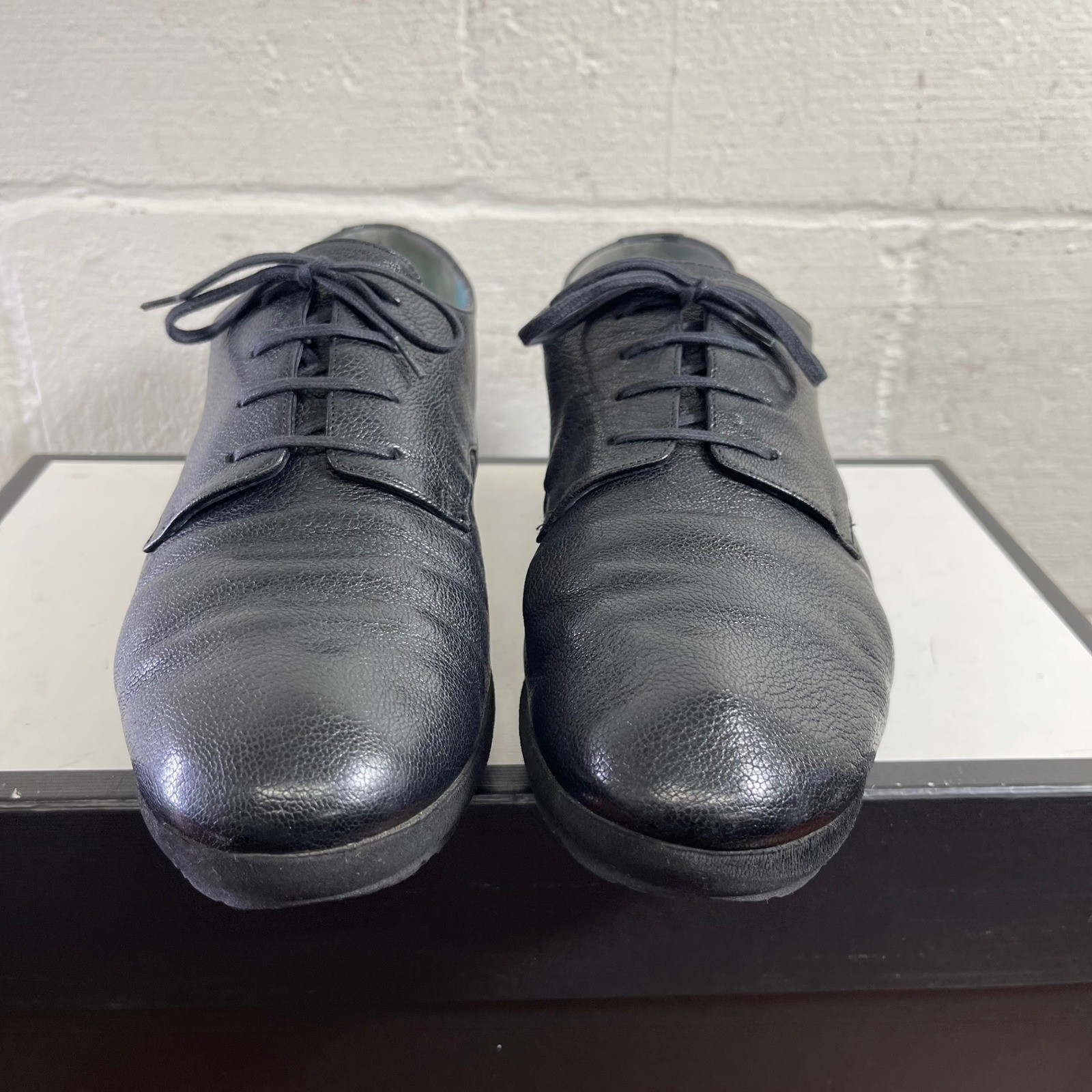 Thierry Rabotin Black Pebbled Leather Oxfords Comfort Shoes Women 40.5 EU/10 US