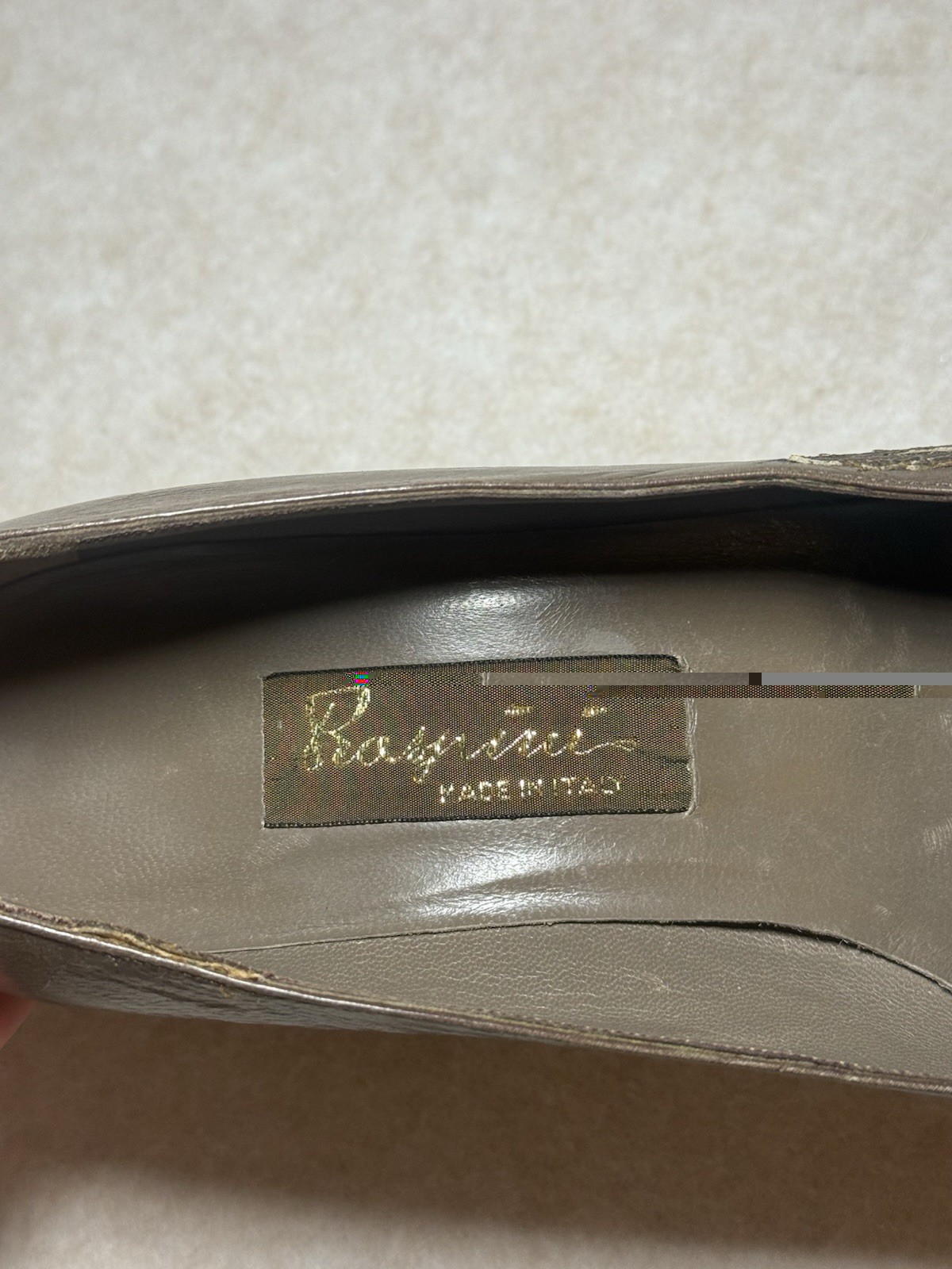 Raspini Firenze Vintage Italian Leather Brown Grey Gray Heels Size 39, US 8.5