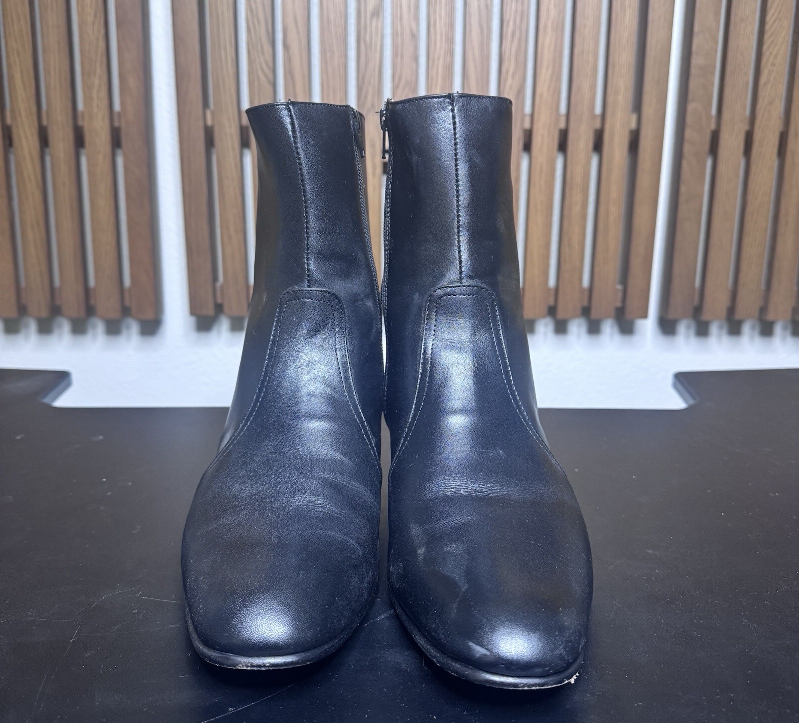 ELVIS Black 100% Leather Zip-Up Boots (68 Comeback Special Era)