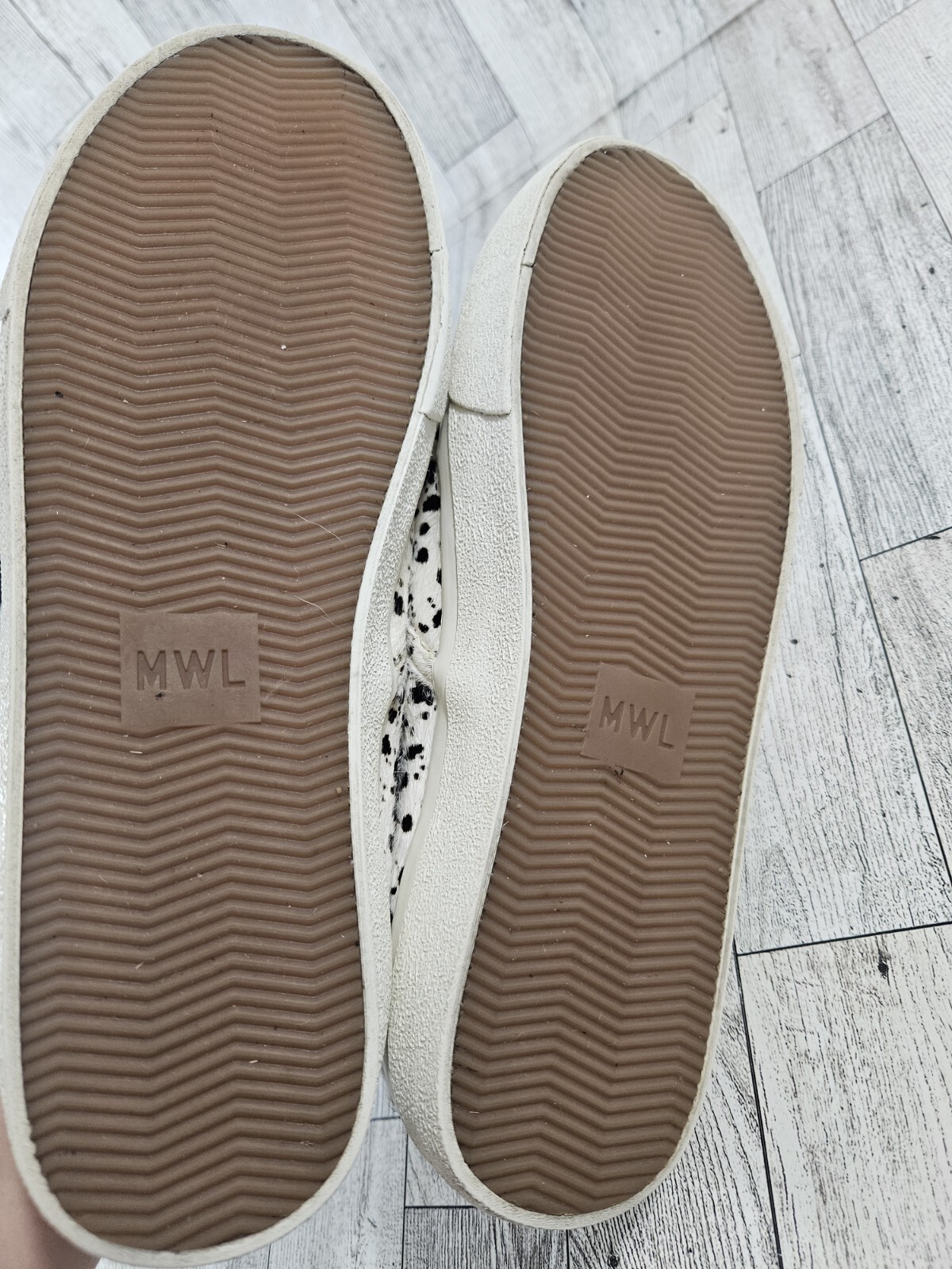 Madewell Shoes Women 8.5 Men 7 White Slip-On Sneakers Cow Animal Print Calf Hair