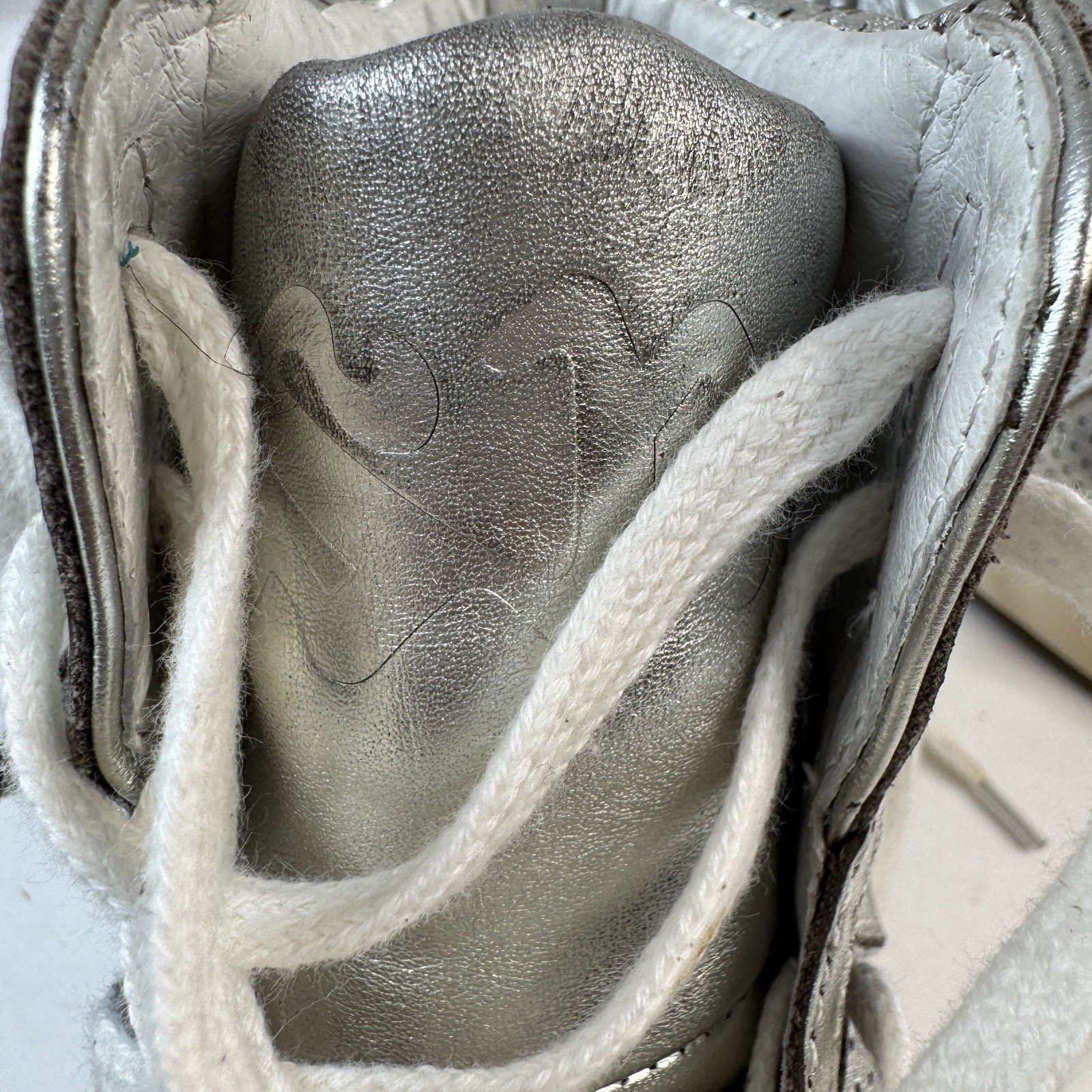 ASH Freak Wedge Studded Leather Sneakers Metallic Silver Shoes Women’s sz 35