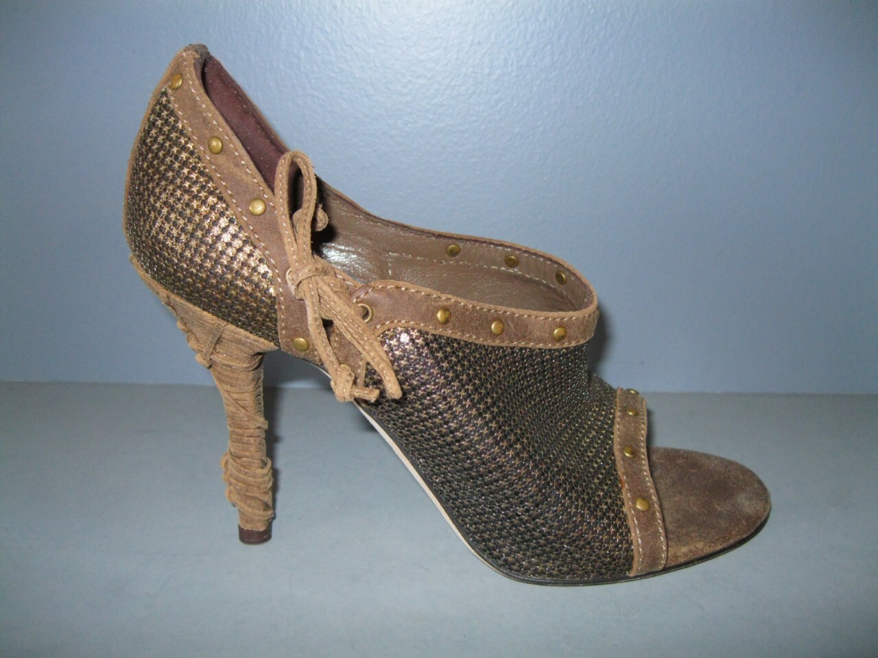 AUTHENTIC VINTAGE DIOR NEW 38 TAUPE OPEN TOE BOOTIES $695 SHOES NIB