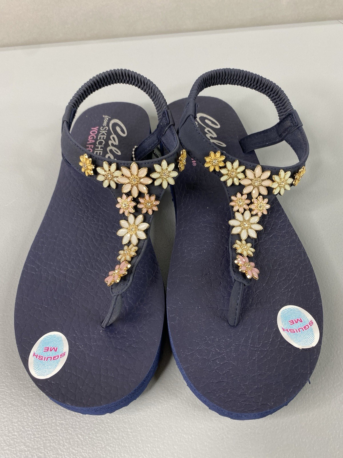 Women Sandals Sz 10 Cali From Skechers Yoga Foam Slip On Multicolor Casual New