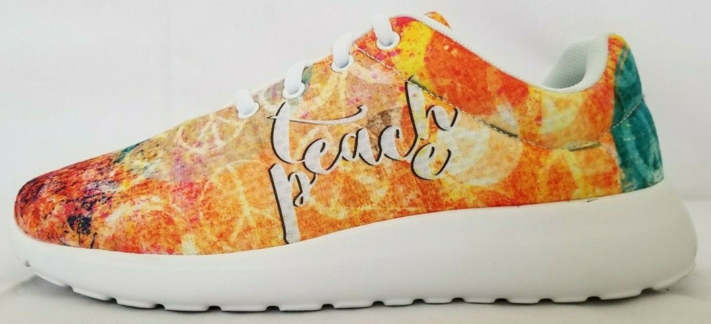 Unisex Size 6 Men/8 Women Multicolor Yes We Vibe Teach Peace Casual Sneakers