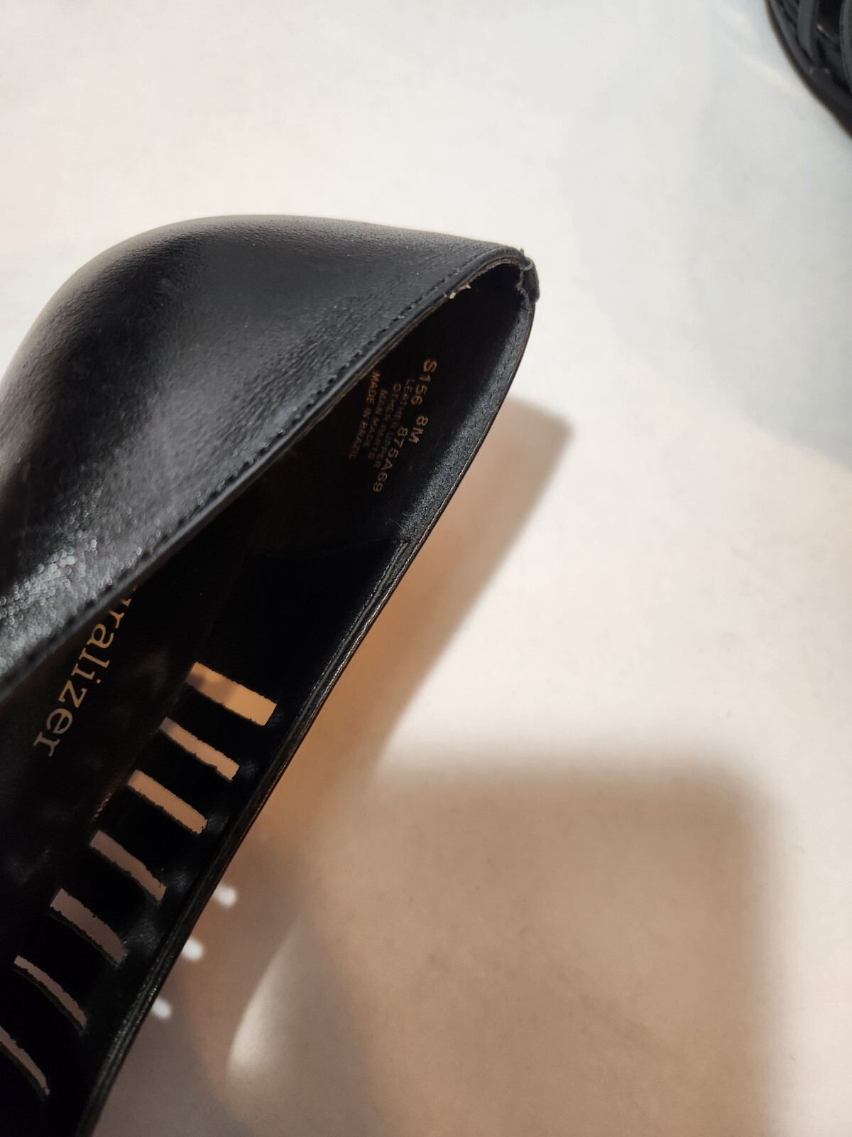 Naturalizer size 8m Black Leather heels peep toe with cut outs pre-owned
