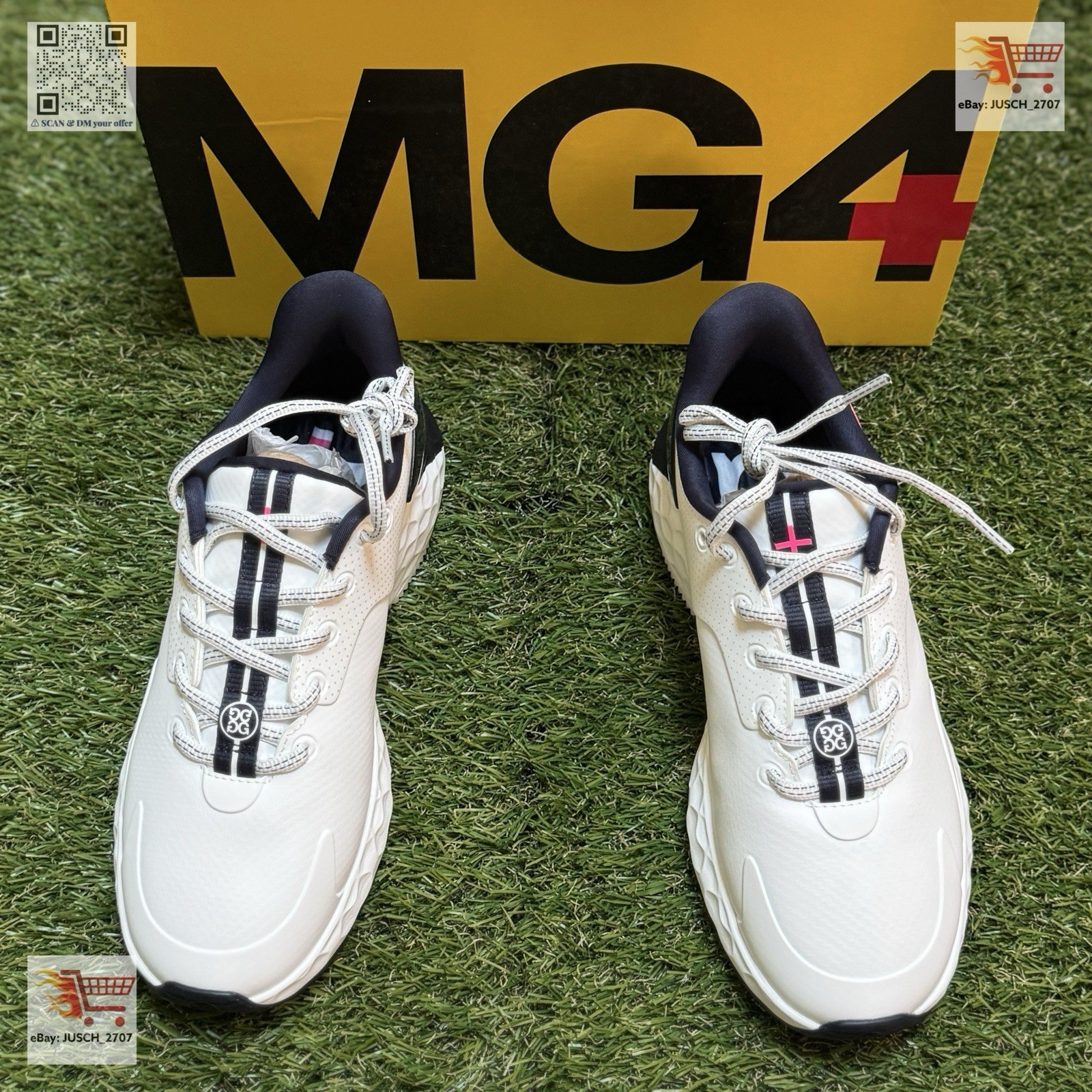 G/FORE GFORE MG4+ Perforated Golf Shoe Sneaker ⛳️ LADIES 9 ⛳️ White Blue Block