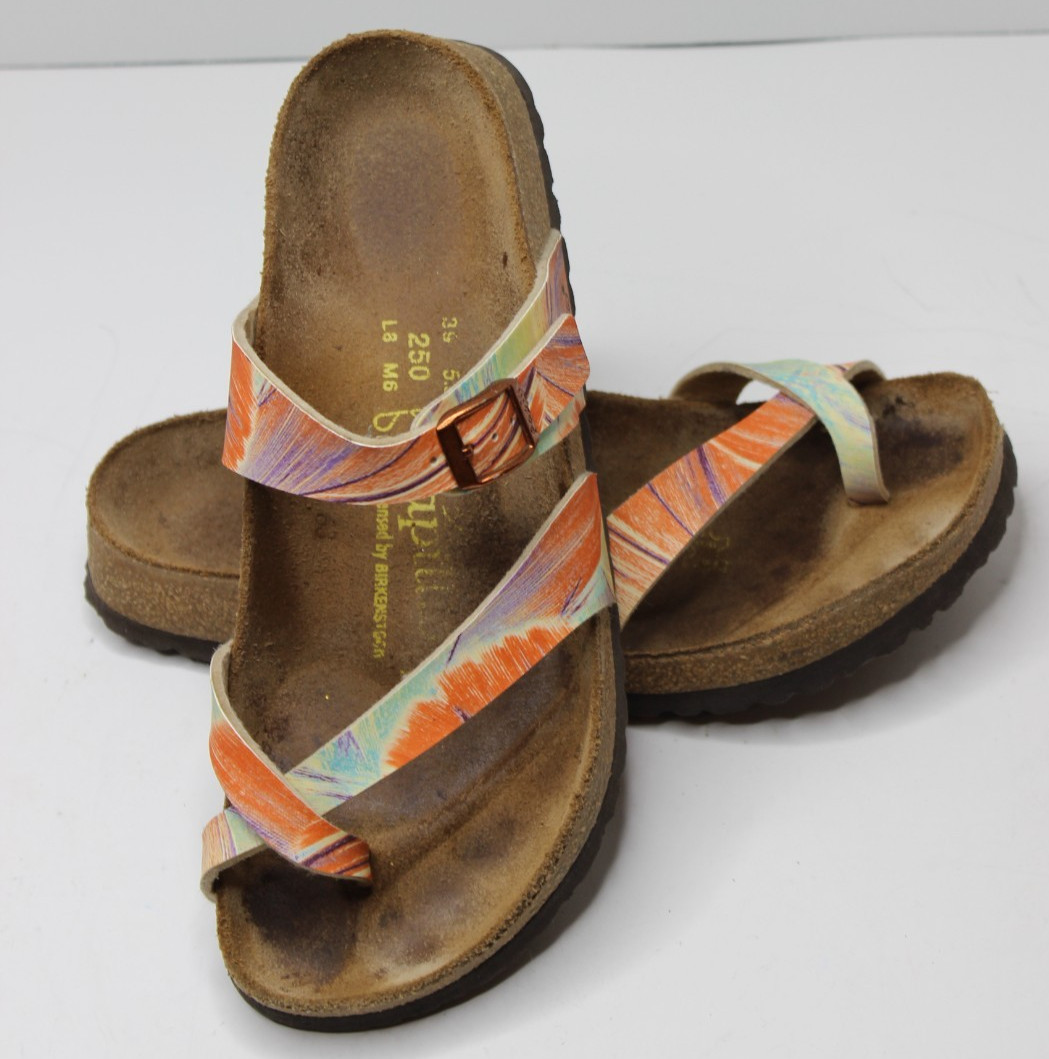 Birkenstock TABORA Papillio Sandals 39 Regular 8-8.5 US Germany Orange Blue