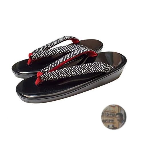 Takeharu Women’s Enamel Zori Sandals Black Urethane Sole 3.5cm Made in Japan Ne