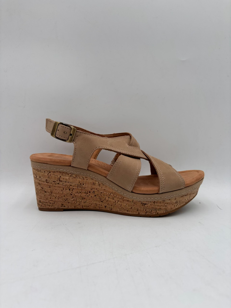 Clarks ELLERI RAE NOUGAT Women’s NEW Platform Wedge Sandals Beige Multiple Sizes