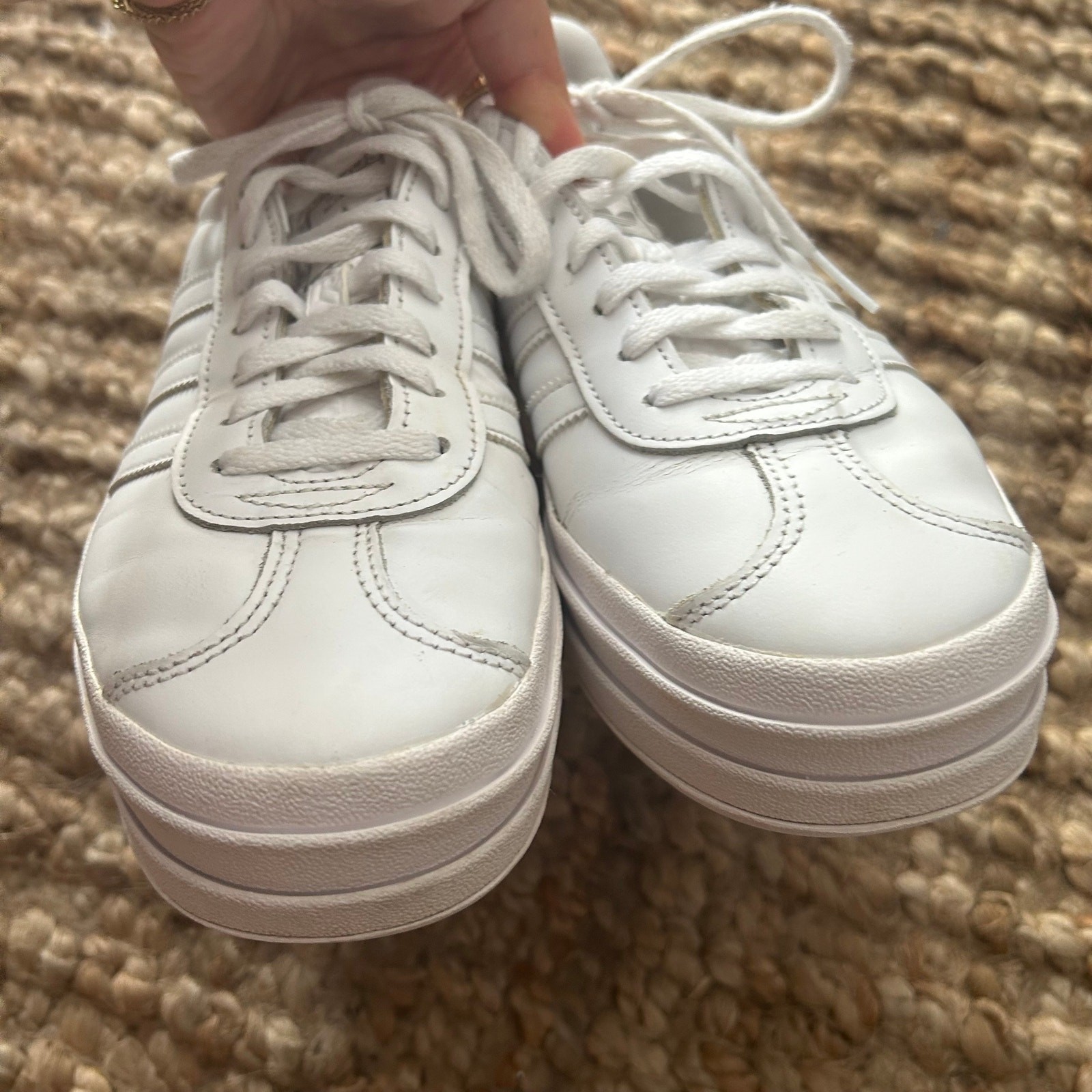 Adidas Gazelle Bold Platform White Leather Women’s 7 EU 38 2/3 -EUC